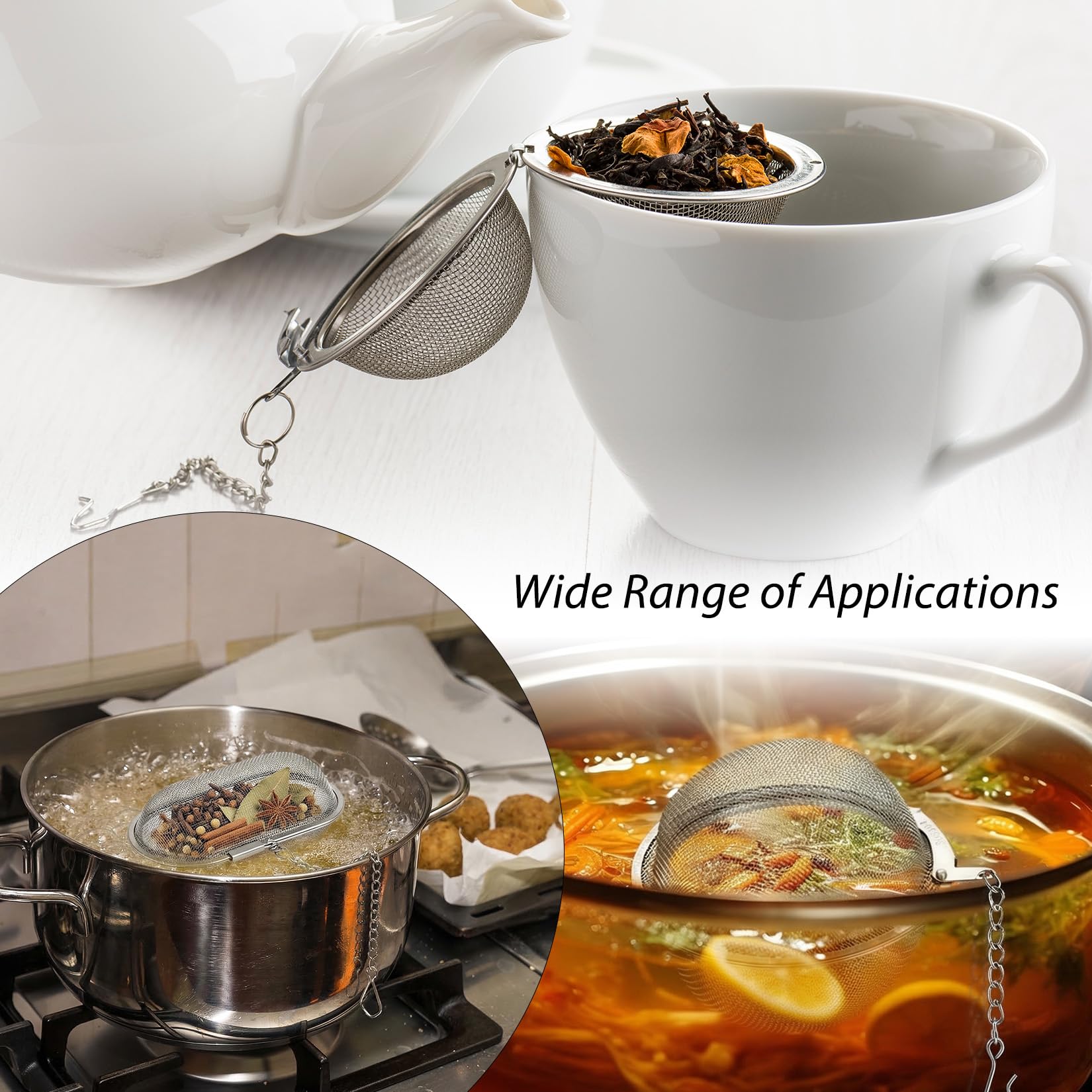 5 Pcs bola infusionadora de té, coladores te de bola con cadena, filtro infusiones acero inox, infusores colador infusiones para tés sueltos, infusor de té de hojas sueltas, tazas hierbas(4 estilos)