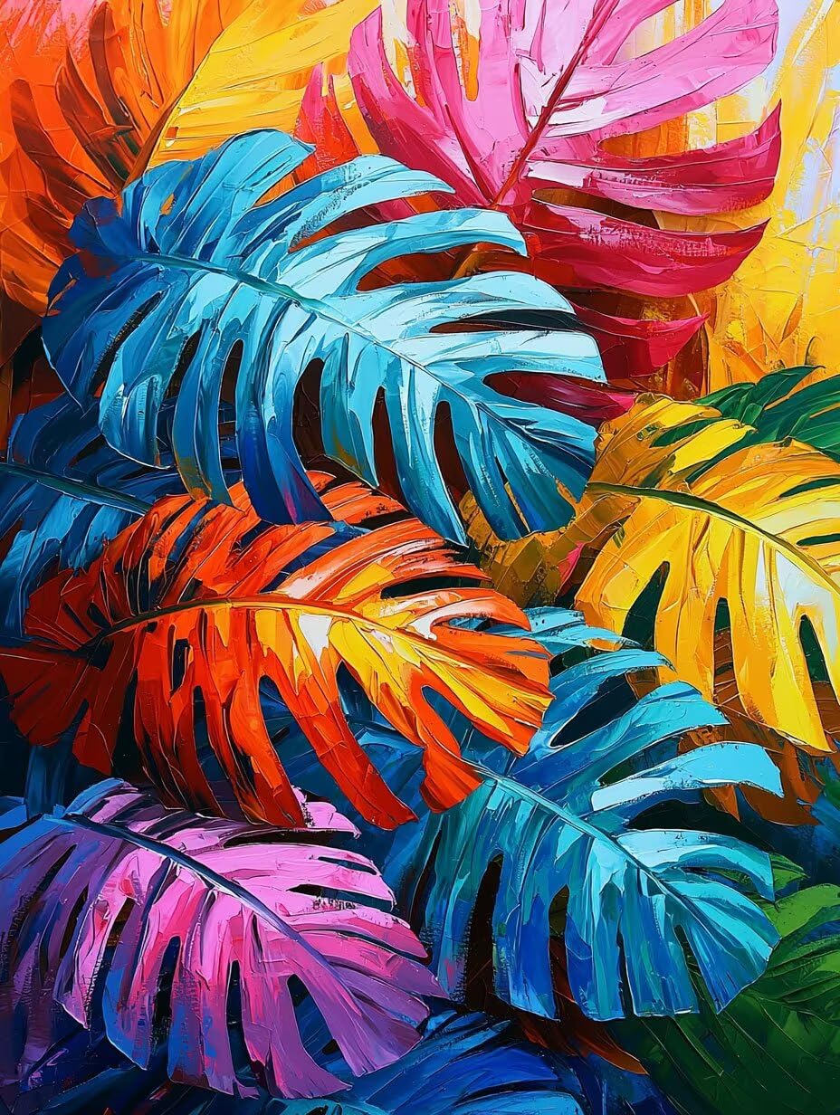 WEISHIWE Foglia colorata Dipingere con i Numeri per Adulti, 70x90cm a-78 | Paint by Numbers Kit con Pennelli e Acrilico Pigmento, Fai da te Olio La Pittura di Numeri Kit, Decora la Casa, senza Cornice