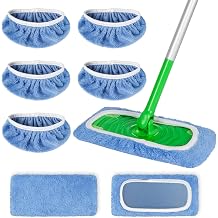 AmaVins Swiffer S p r c  Paspas ile Uyumlu 5 Paket Yeniden Kullan labilir Mikrofiber Paspas Pedleri, Islak ve Kuru D z paspas K l f , Y zey/Parke Zemin Temizli i i in Y kanabilir Swiffer Pedleri