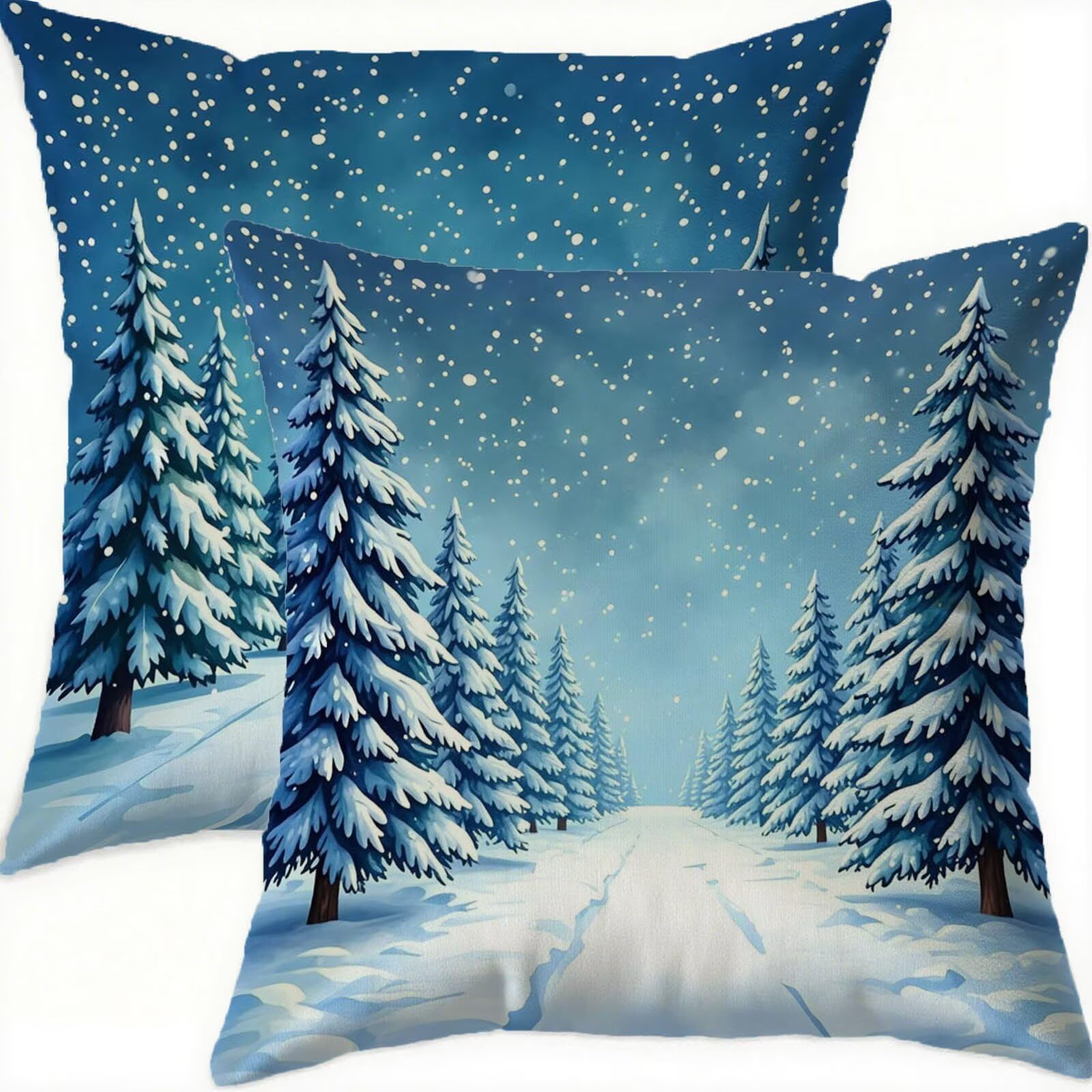 Taie oreiller velours 80x80cm haut de gamme bleu foncé double face Noël