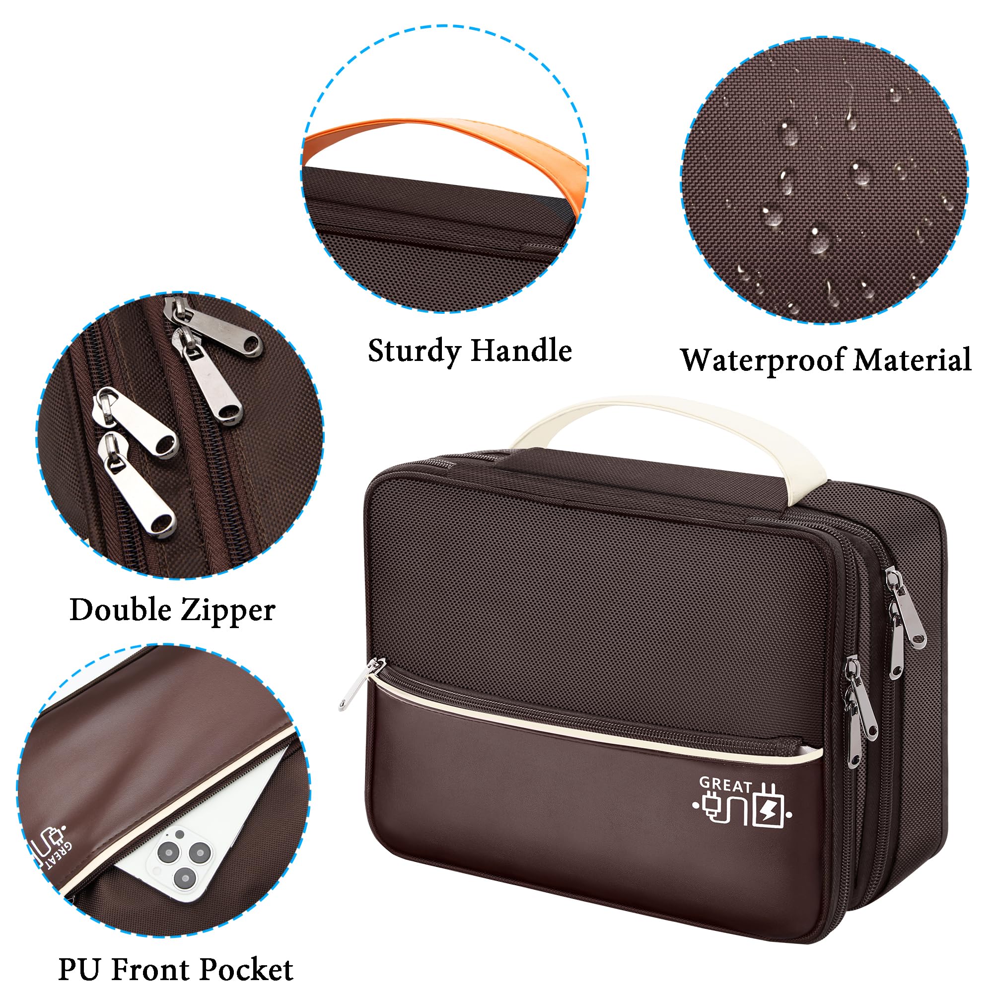 Organizador electrónico, estuche de viaje, organizador de cables de viaje, portátil, impermeable, bolsa organizadora de cables para cargador, cable, USB, banco de energía, auriculares