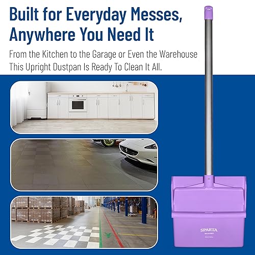 Miniatura 7 de SPARTA Recogedor vertical con mango de aluminio, borde dentado para peinar escobas, bloqueo de yugo seguro con orificio para colgar de fácil Rojo