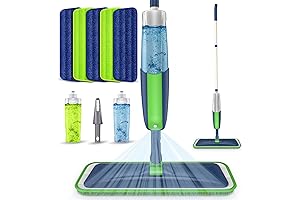 MEXERRIS Spray Mop for Hardwood Floor Cleaning: 5X Washable Pads, 2X Bottles