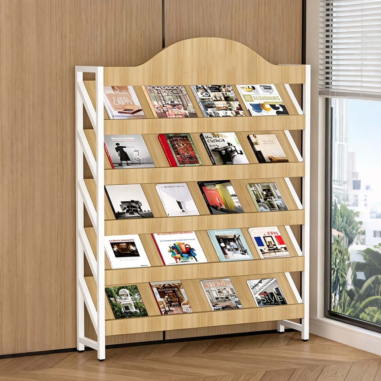 TRAGLO Floor Magazine Rack 4/5/6 Tier Brochure Display Stand Bookshelf
