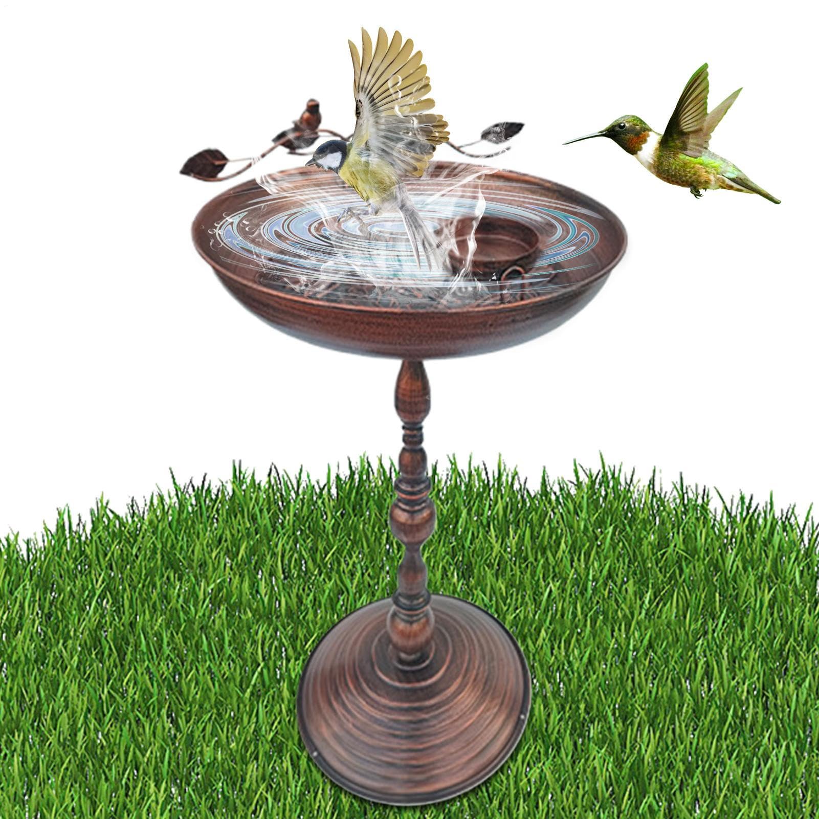 Bagno Per Uccelli Da Esterno Vasca Da Esterno Verticale Con Mangiatoia | Statua Anticata con Vasca per Cibo Animali per Colibrì Pappagalli e Cocorite