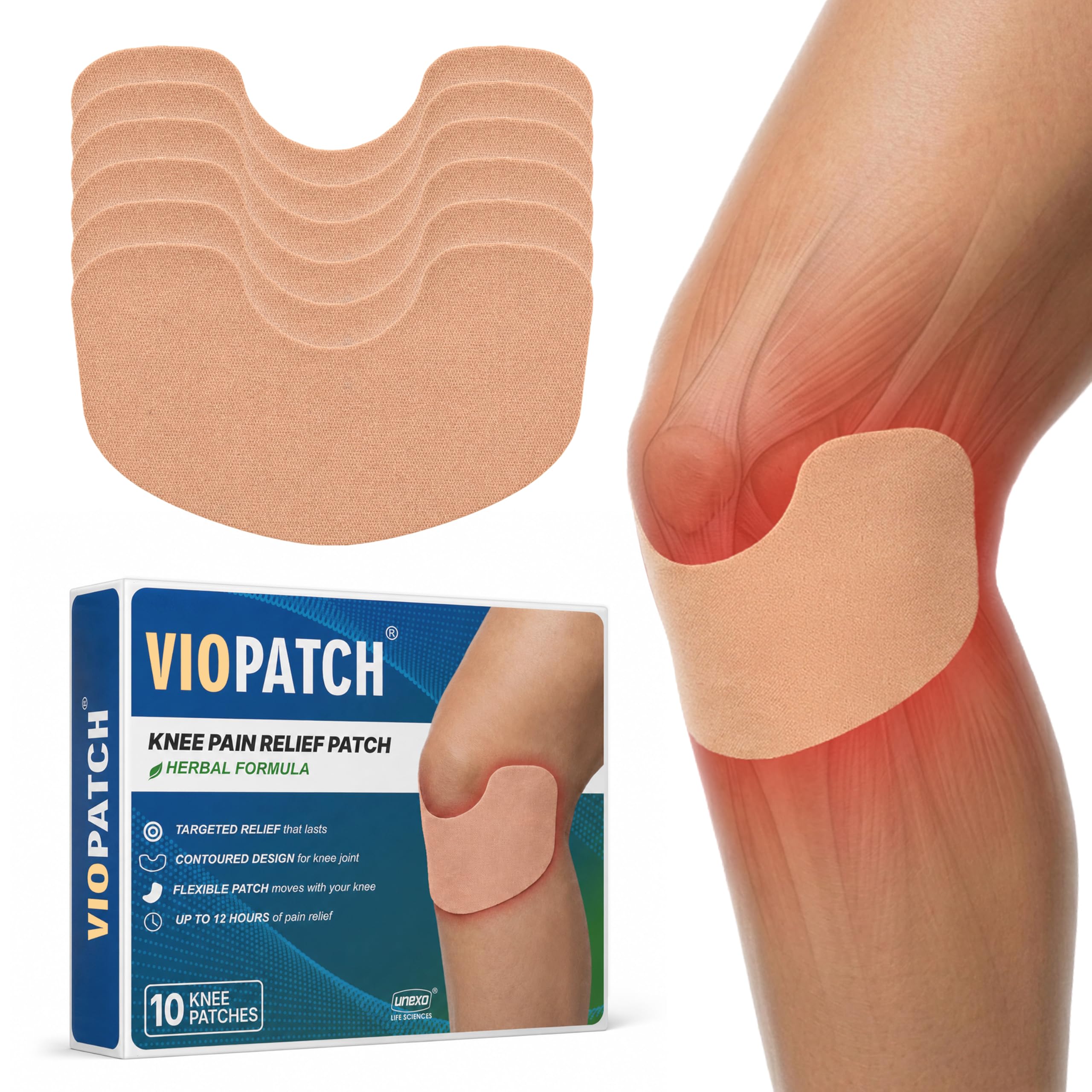 Viopatch Knee Patch for Pain Relief - Pack of 10 | Instant & Long Lasting Relief from Knee Pain | All Natural Ingredients | No Side Effects-image-35