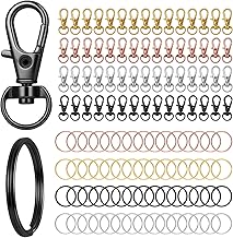Set of 120 Key Rings Set: 60 Key Rings & 60 Lobster Clasps, Carabiner Keyrings, Crafts, Key Chains for DIY Jewellery (4 Colours)