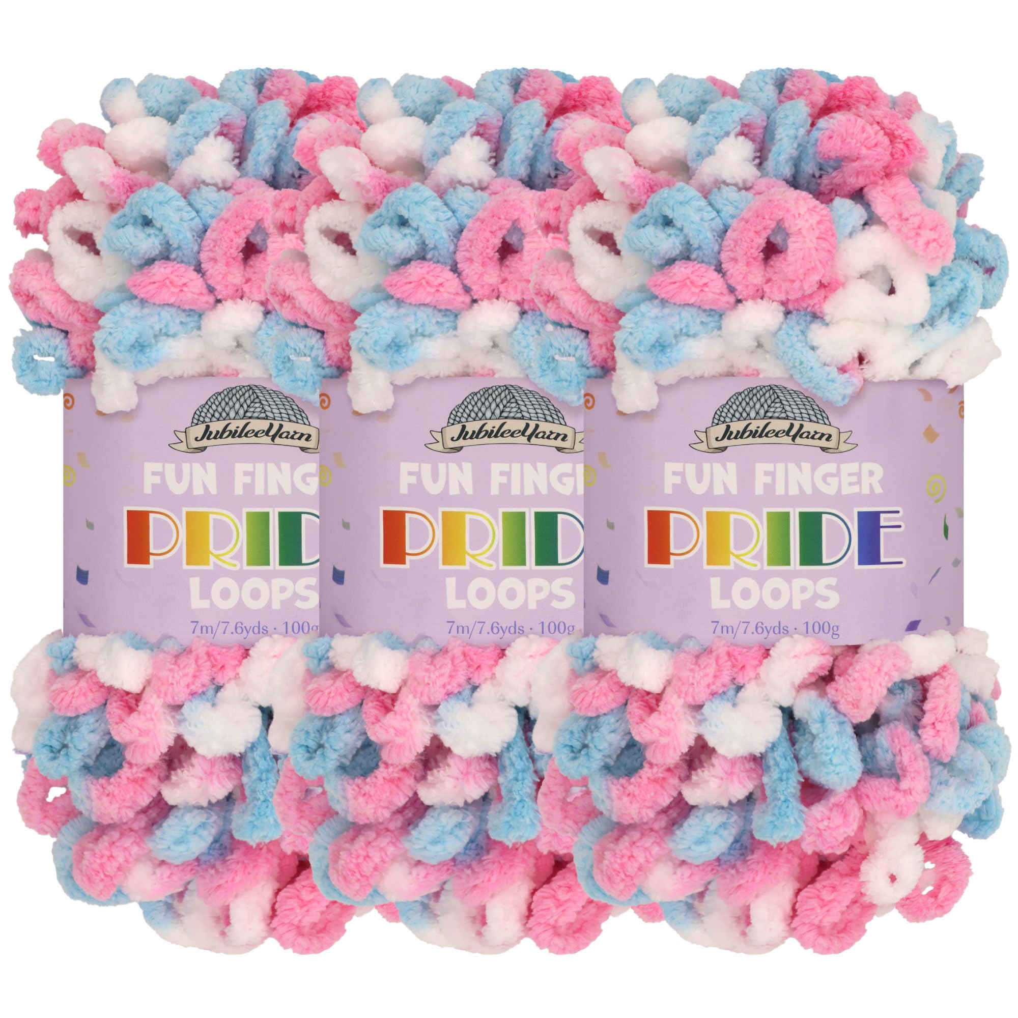 JubileeYarn Fun Finger Loops Yarn - Polyester Jumbo Weight Loop Yarn - 100g/Skein - Coccinelle - 3 Skeins — image 1