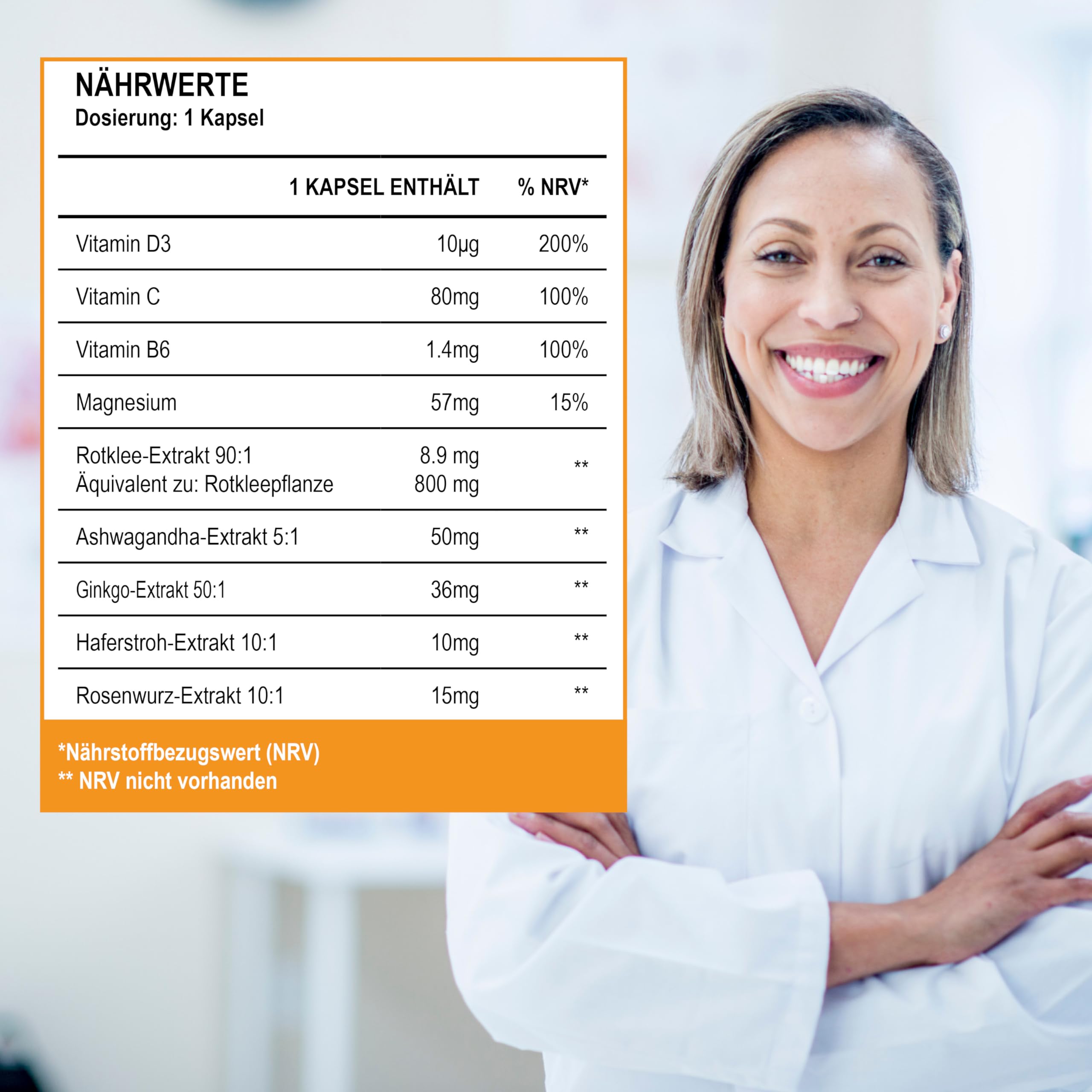 Health & Her Perimenopause Mind+ Wechseljahre Kapseln - Zur Unterstützung von kognitiver Leistung & Wohlbefinden während der Wechseljahre - mit Rotklee - 1 Monatspackung enthält 30 Menopause Kapseln