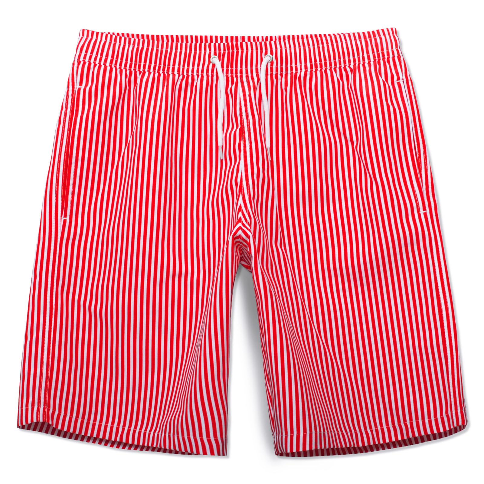Meilonger Boys 21001-Striped Red White Swimming Shorts Quick Dry Beach Board Trunks Swimwear Bathing Suits Size 6-7,8,10-12,14-16(Striped Red White,8)