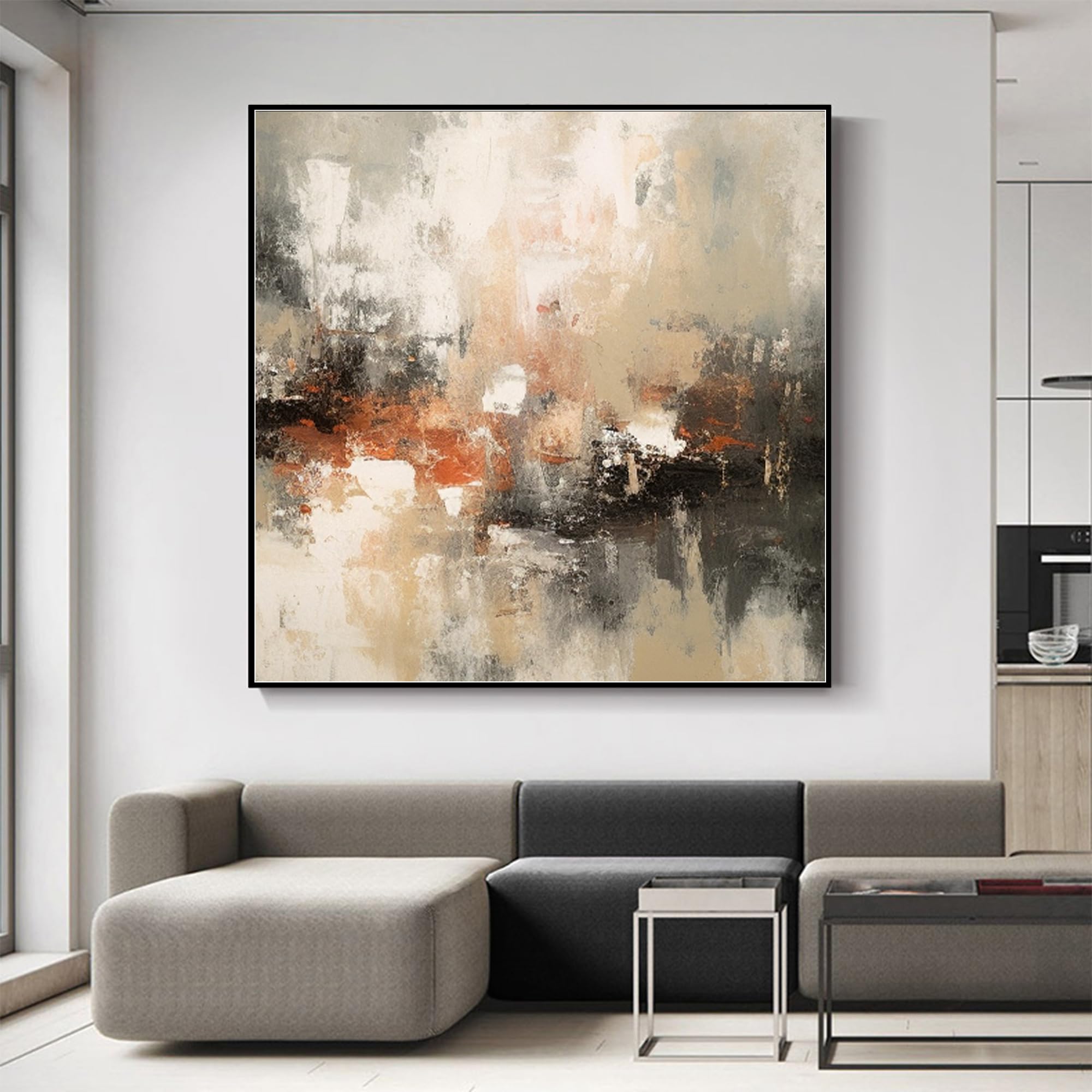 Amazon.com: Large Abstract Painting On Canvas,Beige Painting