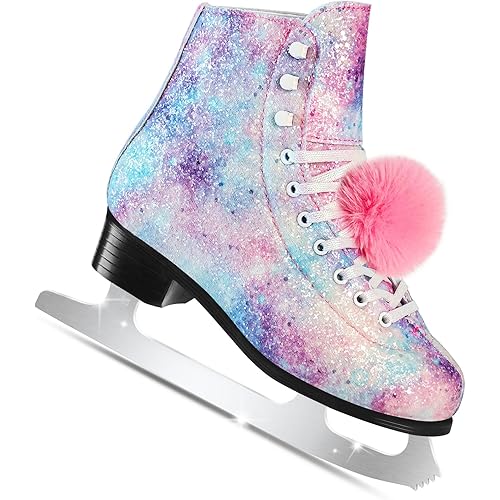 Women's/Girls Figure Ice Skates - Youth Figure Skating Shoes with Size Expansion - Comfortable, Durable, and Safe Indoor Outdoor Size 5 6 7 8 9 10
