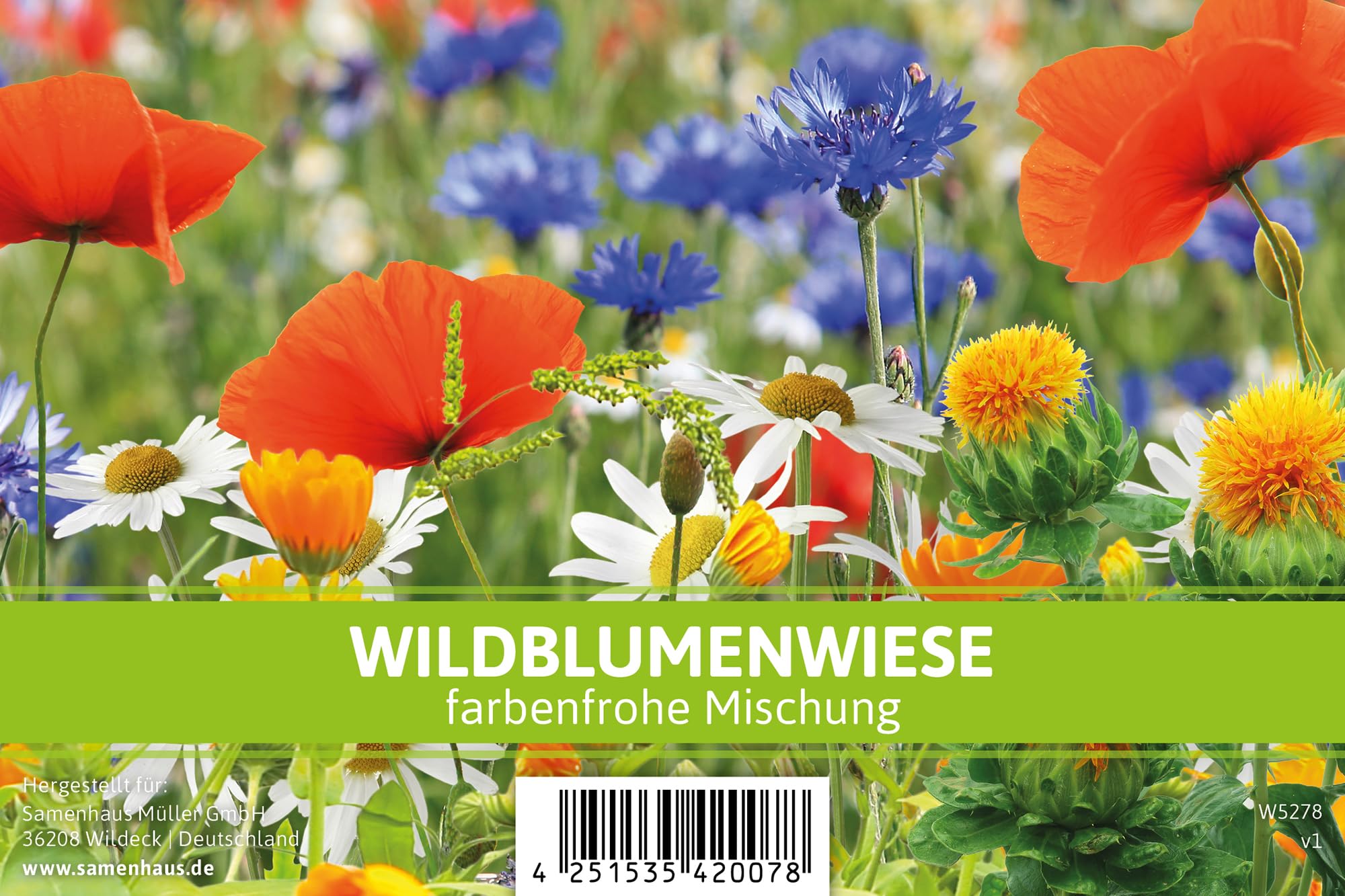 FLORTUS Wildblumenwiese für Gastgeschenke (500 Stück) | Wildblumensamen für Bienen & Insekten als Dankeschön Geschenke & Werbegeschenke