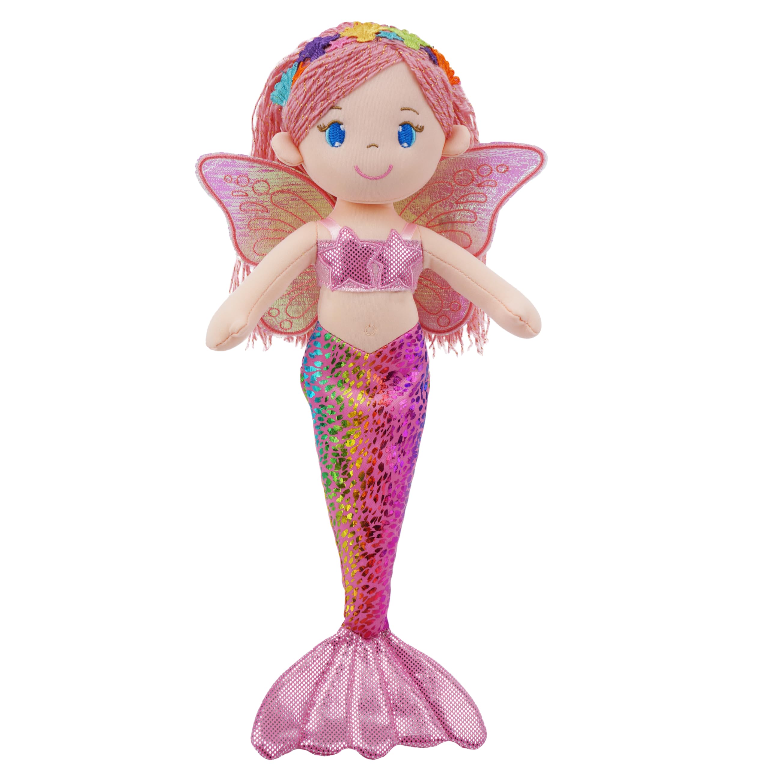 Lullaberry 40cm Selina Pearl Mermaid Fairy Doll, Soft Plush Doll with Shimmery Wings & Sparkly Tail