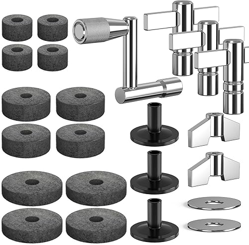 Accesorios de repuesto para platillo, paquete de 23 accesorios de batería para platillos con llave de tambor, fundas de platillo, tuercas de ala,