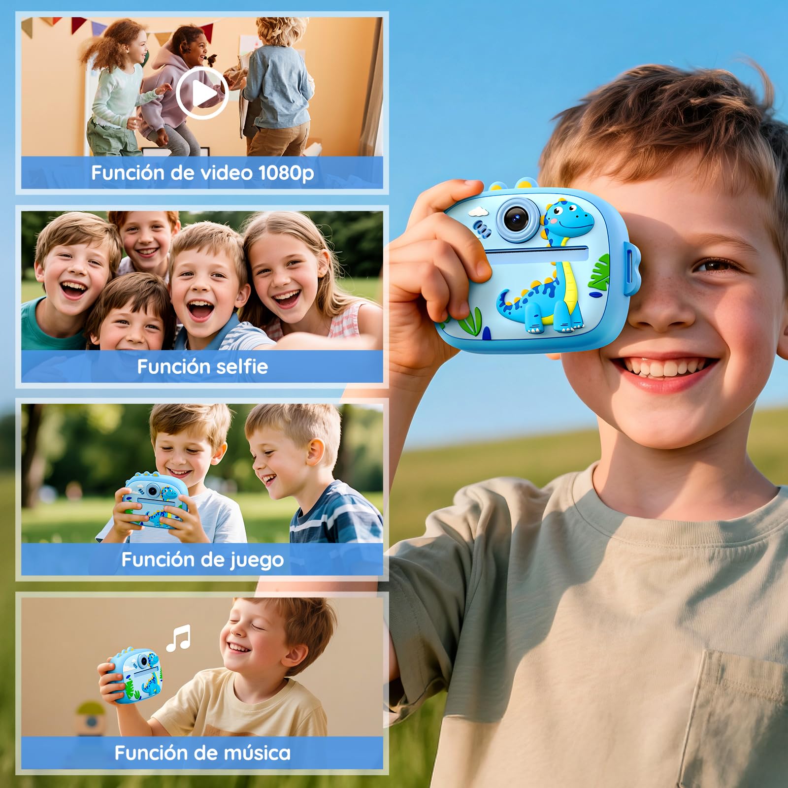 Cámara instantánea para niños, Camara Fotos Infantil instantanea Pantalla de 2,4 Pulgadas, Papel de impresión y Tarjeta de 32 GB, Juguete Regalo para niños y niñas de 3 a 14 años