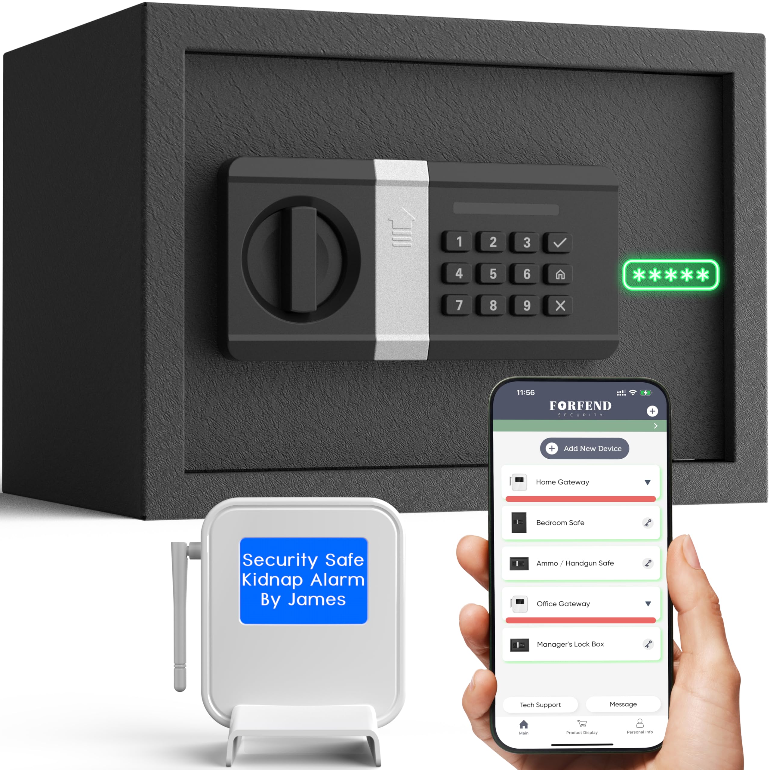 FORFEND Smart Home Safe | WiFi Safe Box App Lock/Alarm | Voice Command, Kidnap Alarm, Tamper Detect, Frozen Mode, Sub Account| Digital Safe Anti Theft
