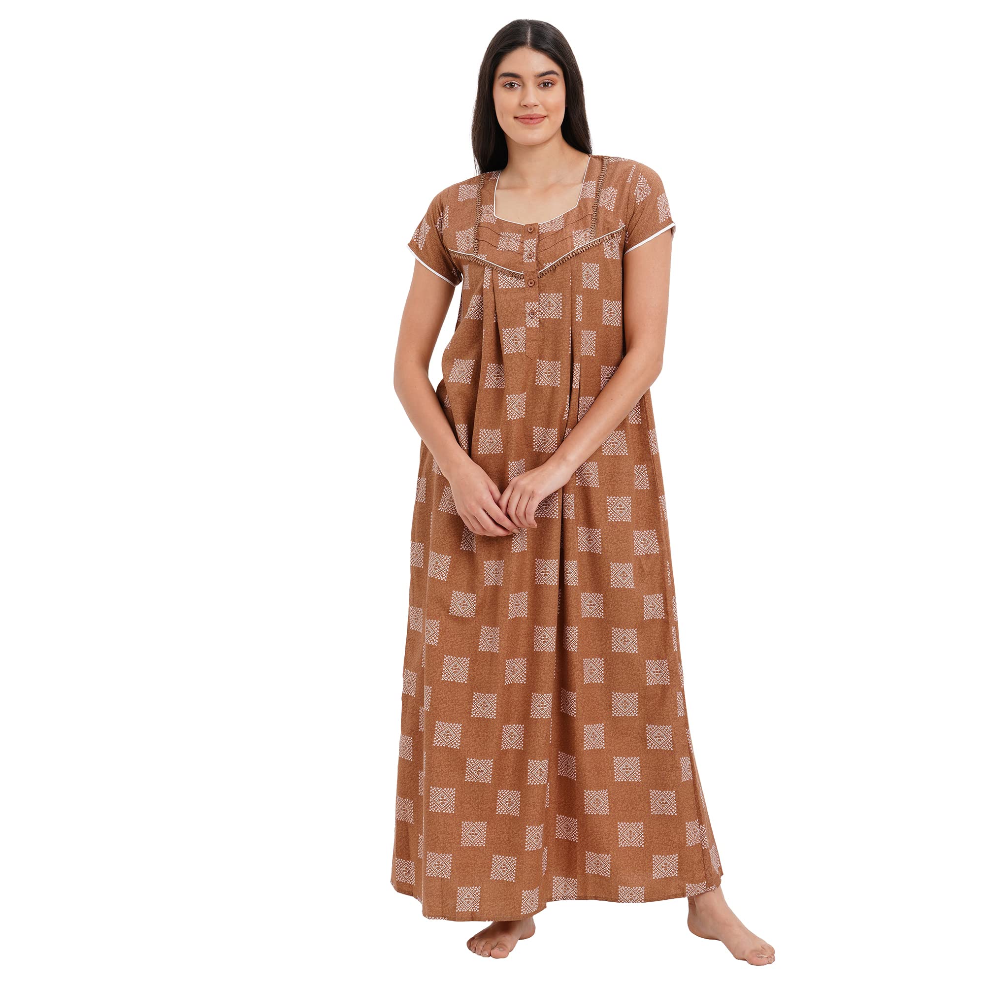 sweet dreams Women's Polyester Maxi Casual Regular Nightgown-picture-20