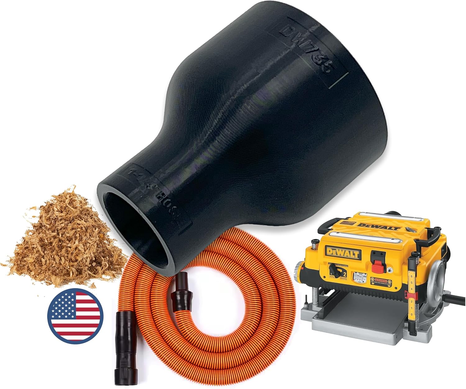 Hose Adapter for DeWalt DW735 & DW735X Planers - Made in USA (1-1/4" Hose)