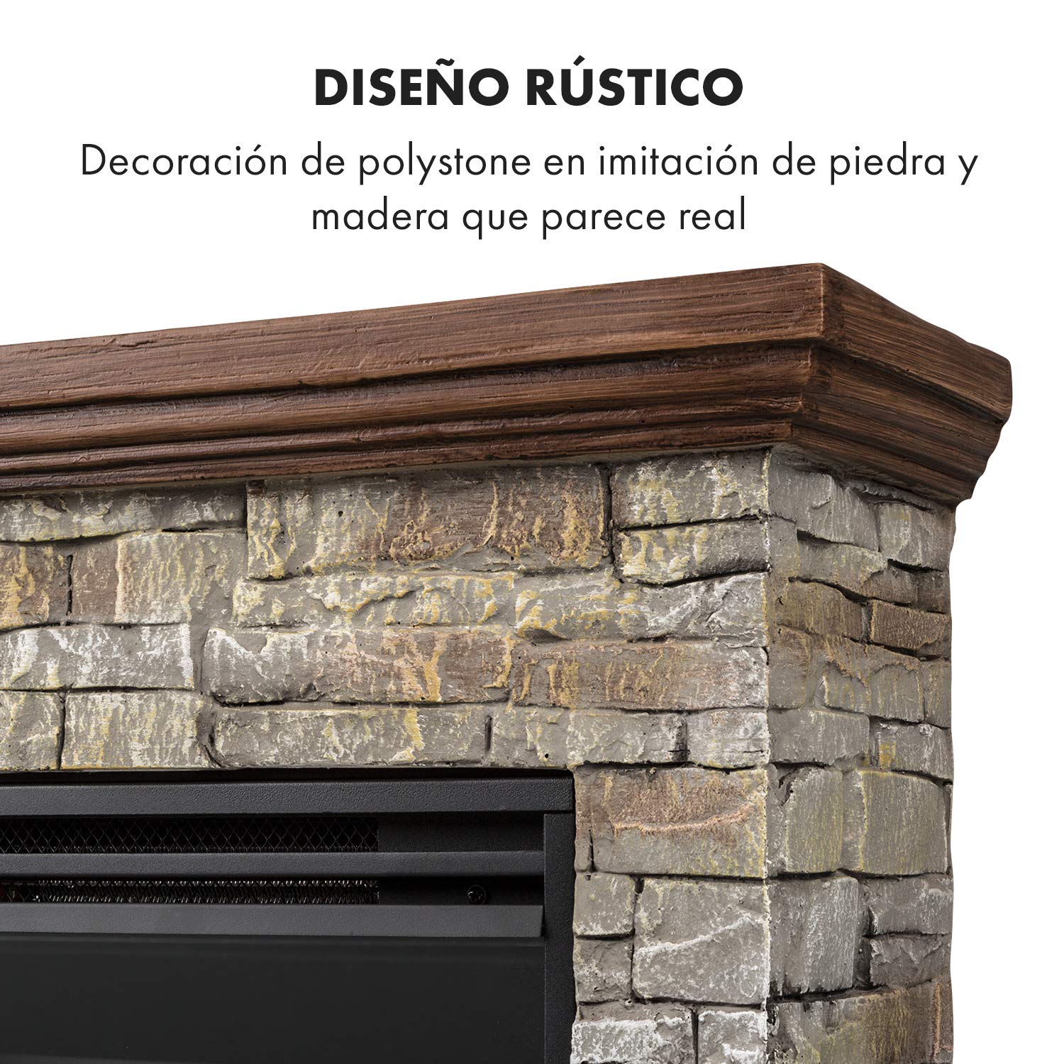Klarstein Chimenea Electrica Bajo Consumo Pared, Estufa sin Leña de Interior, Chimeneas Electricas Decorativas 1800W, Llama LED, Chimenea Decorativa con Mando, Temporizador y Efecto Real Troncos