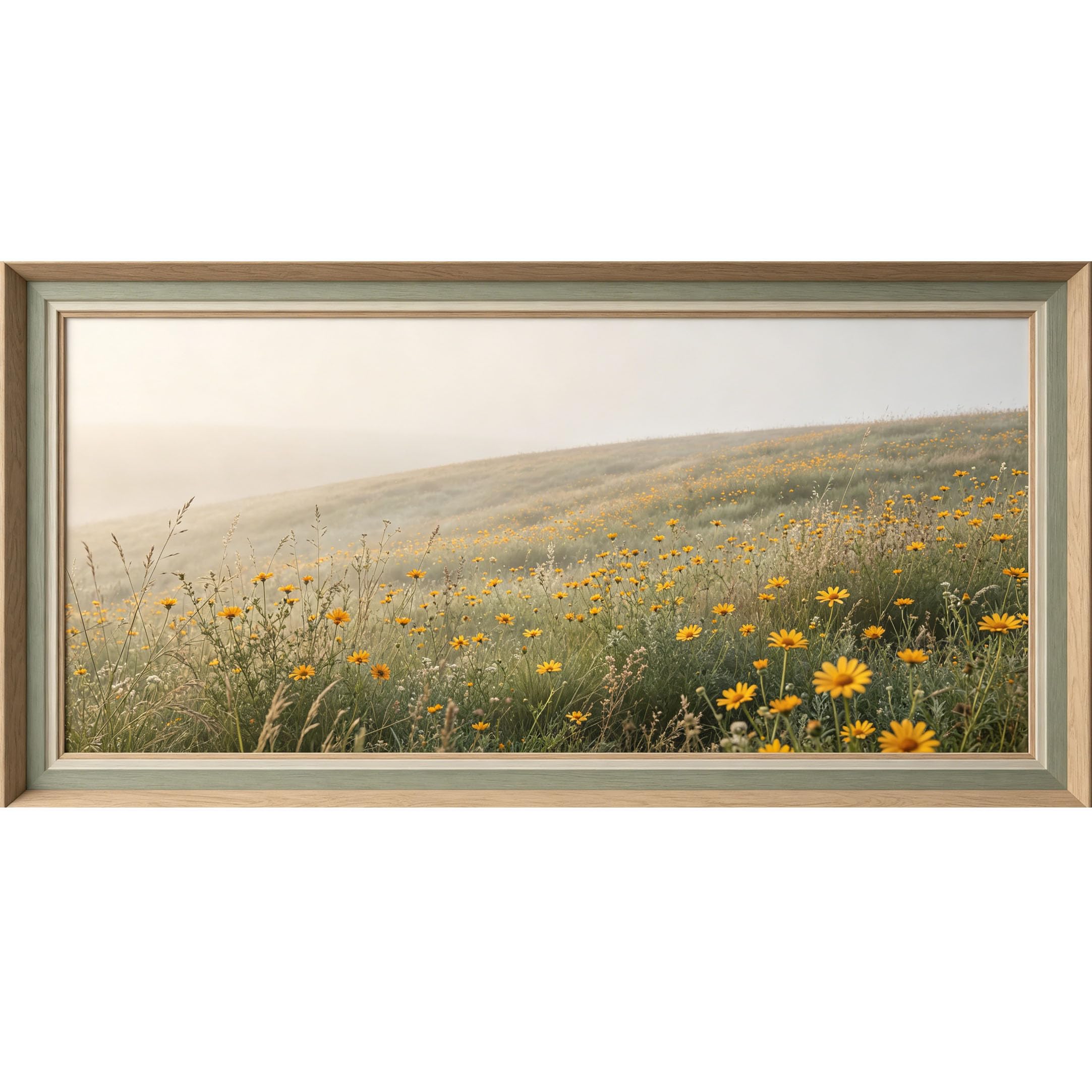 Agglomerix 3D Framed Wall Art Yellow Daisy Wildflower Meadow Landscape Botanical Nature Field Large Size SelfAdhesive Removable Wall Decor Prints Artwork for Living Room Bedroom Office