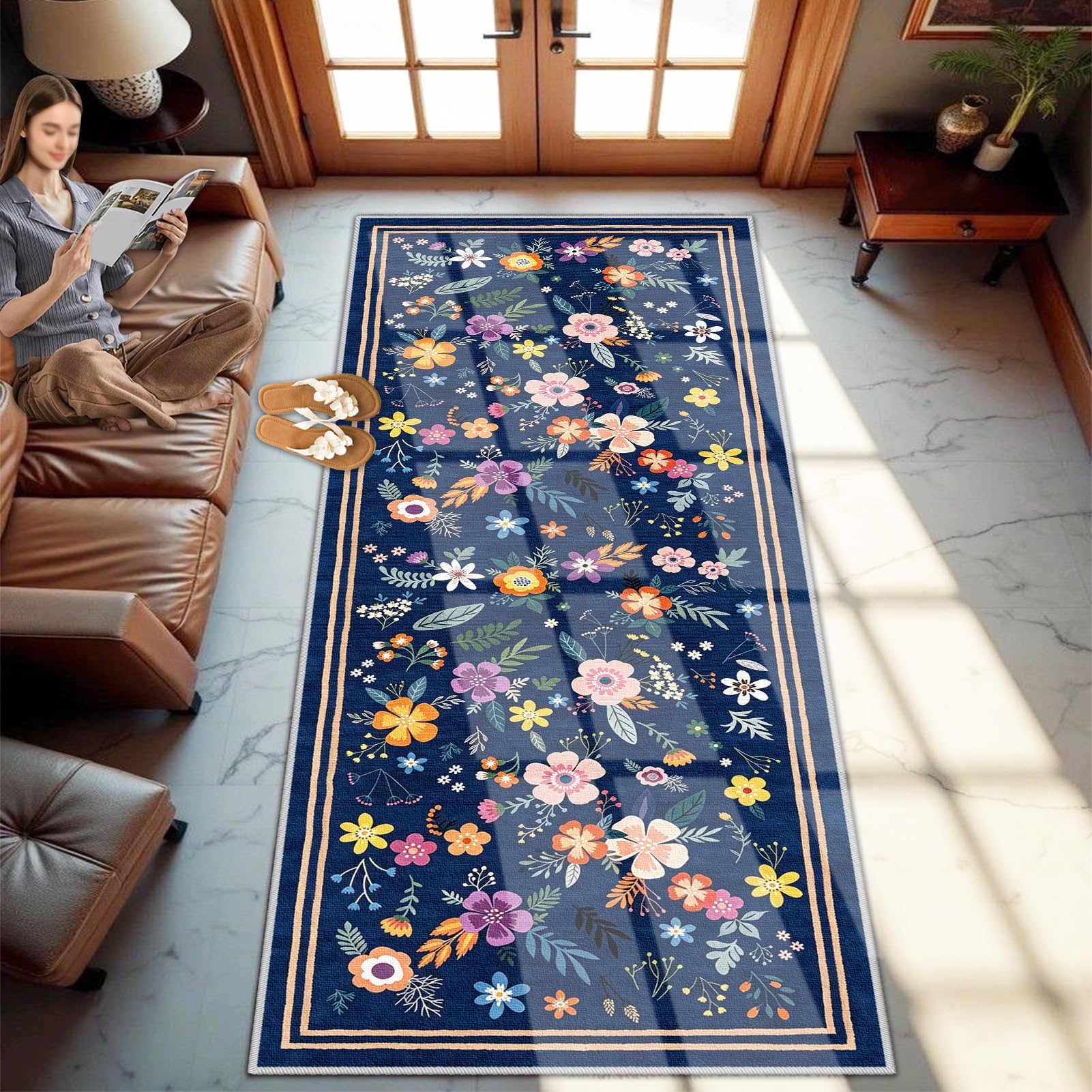 Alfombras para pasillos largos alfombrilla corredor azul 90x160