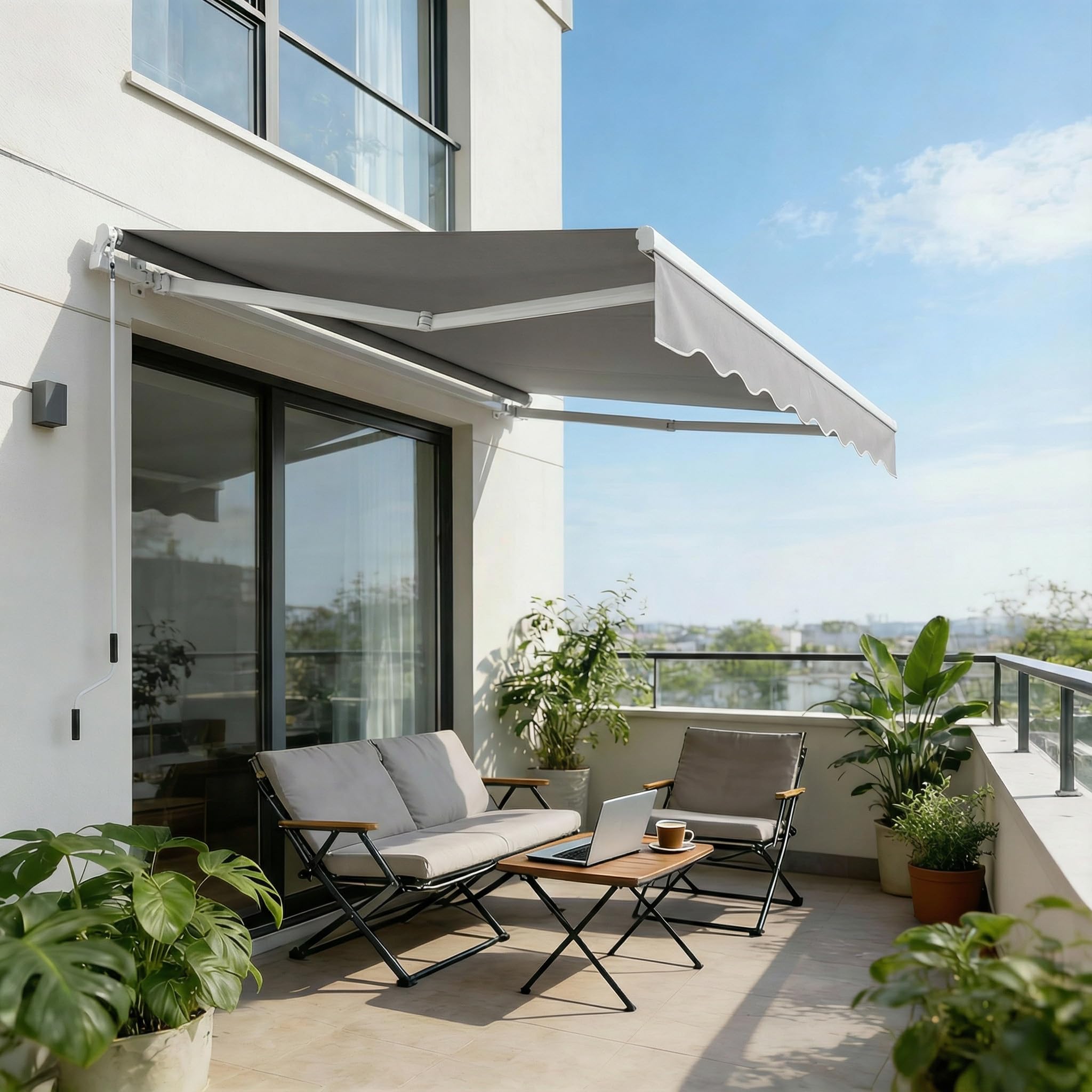 Tenda da sole per balcone 250 x 200 cm grigio chiaro
