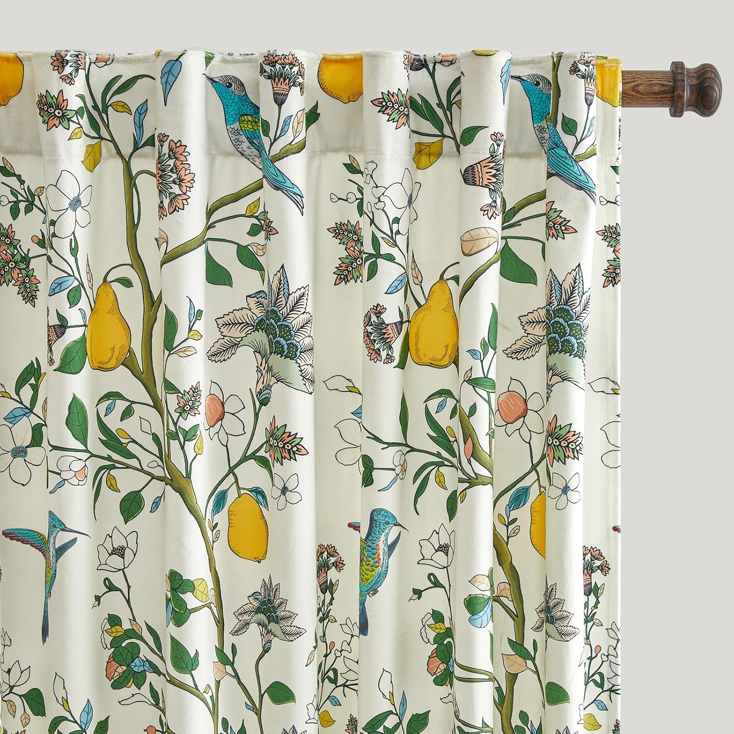 MUSSEL White Luxury Velvet Floral Curtains 84 inches for Living Room,Vintage Victorian Botanical Blackout Curtain Drapes,2 Panels Mid Century Art Deco Bird Flower Window Curtains for Bedroom White 52"W x 84"L (Pack of 2)