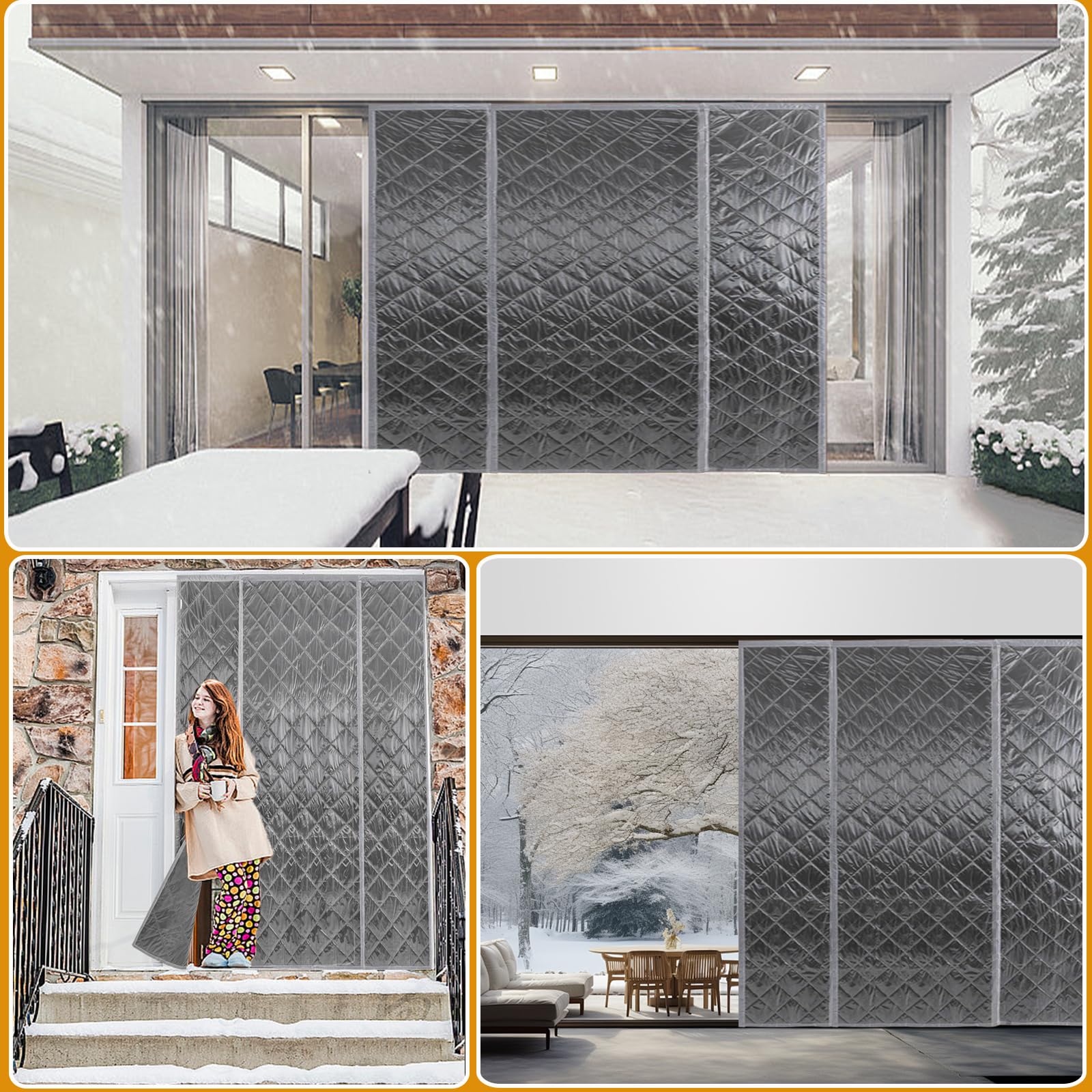 Magnet-Thermovorhang Für Türen – Wärmeisolierung Gegen Kälte, Automatisch Schließend, 160x240 Cm Grau