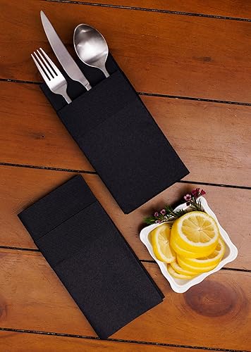 Miniatura 2 de AH AMERICAN HOMESTEAD Servilletas de papel de lino con bolsillo para cubiertos, servilletas desechables a granel de 16 x 15.5 pulgadas, elegantes