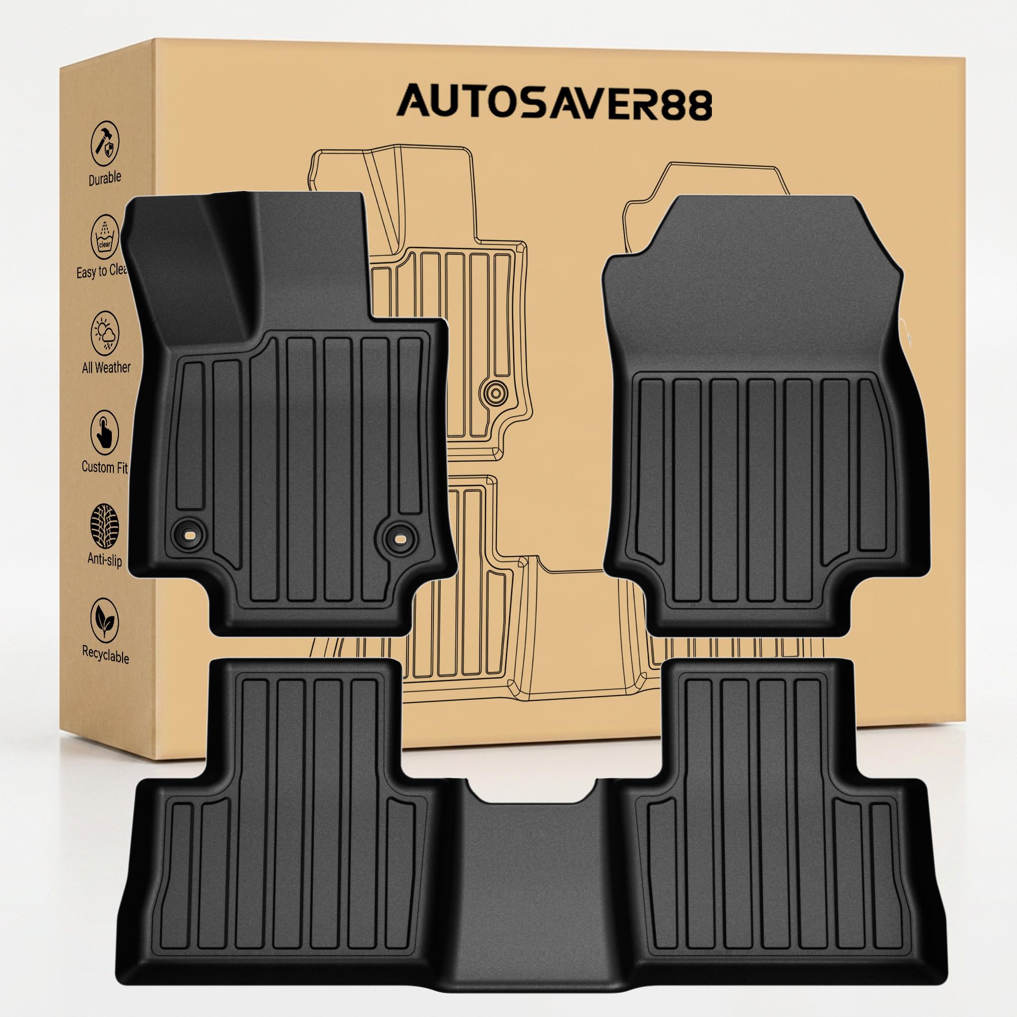 Amazon.com: AUTOSAVER88 Floor Mats for 2019-2025 RAV4, All Weather
