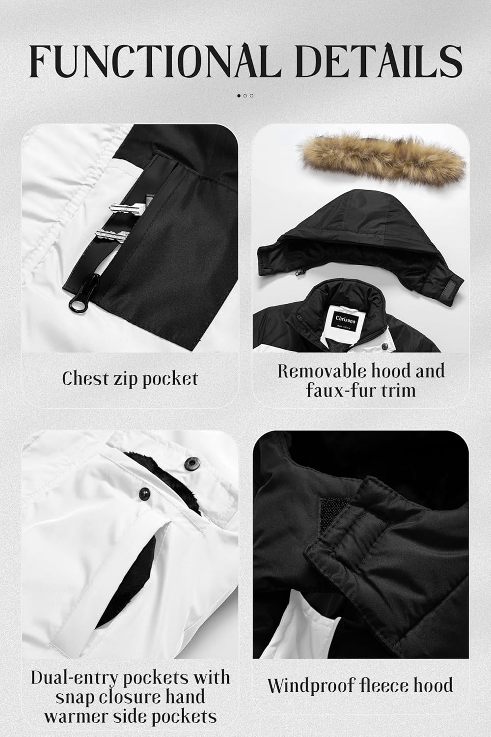 Chrisuno Boy's Med-length Parka Winter Coat Waterproof Outwear Ski Snow Jackets Thick Padded Insulated Windbreaker - Image 6