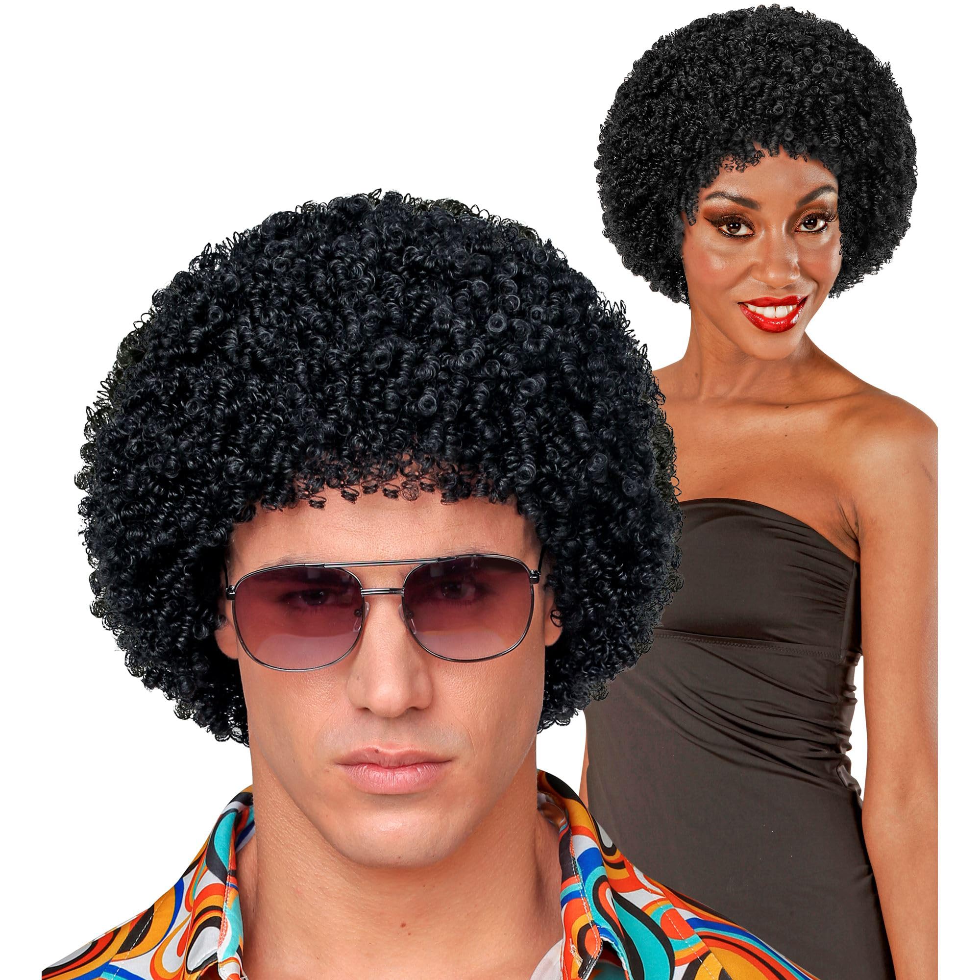 Black 70S Disco Wig 70S Fancy Dress Costume Accessory Retro Hippy Groovy