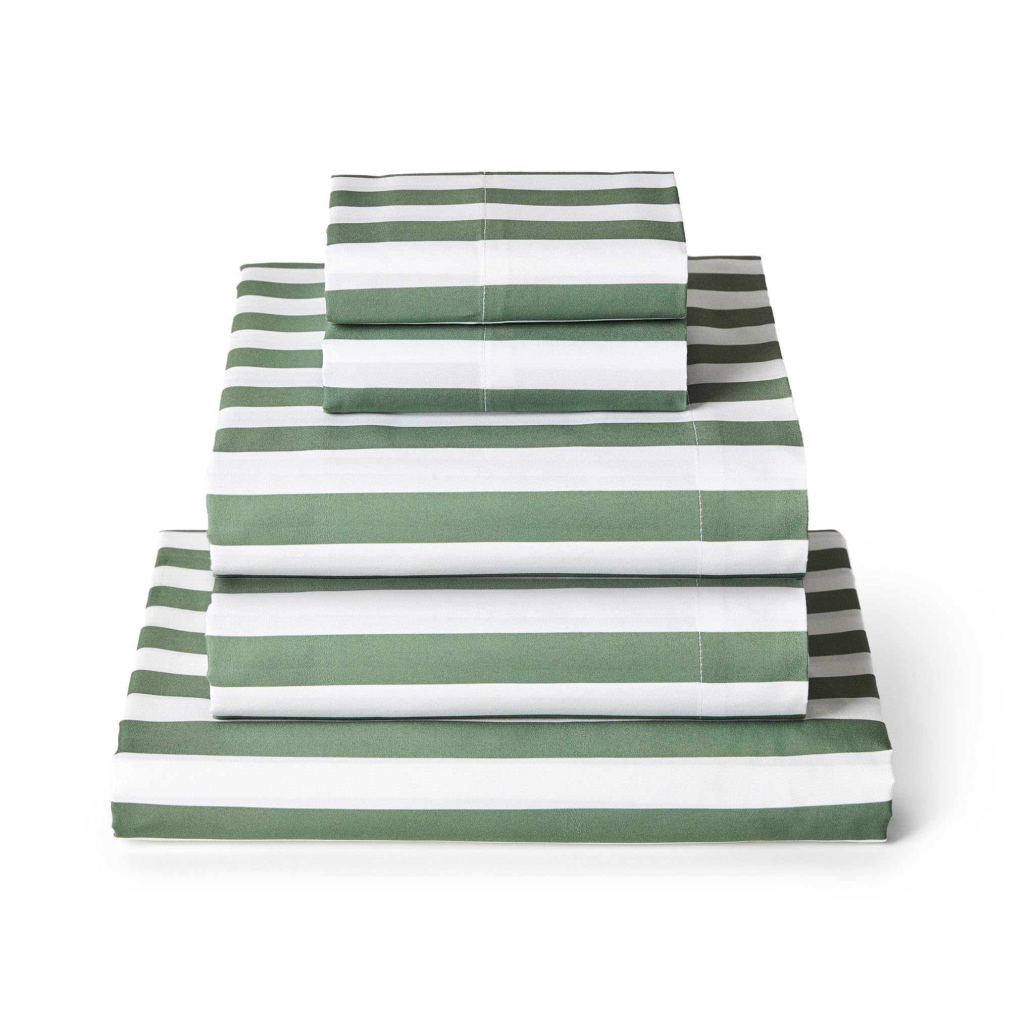 Mellanni Iconic 5-PC, Ultra Soft Sheet Set (Split King, Oxford Stripe Sage)