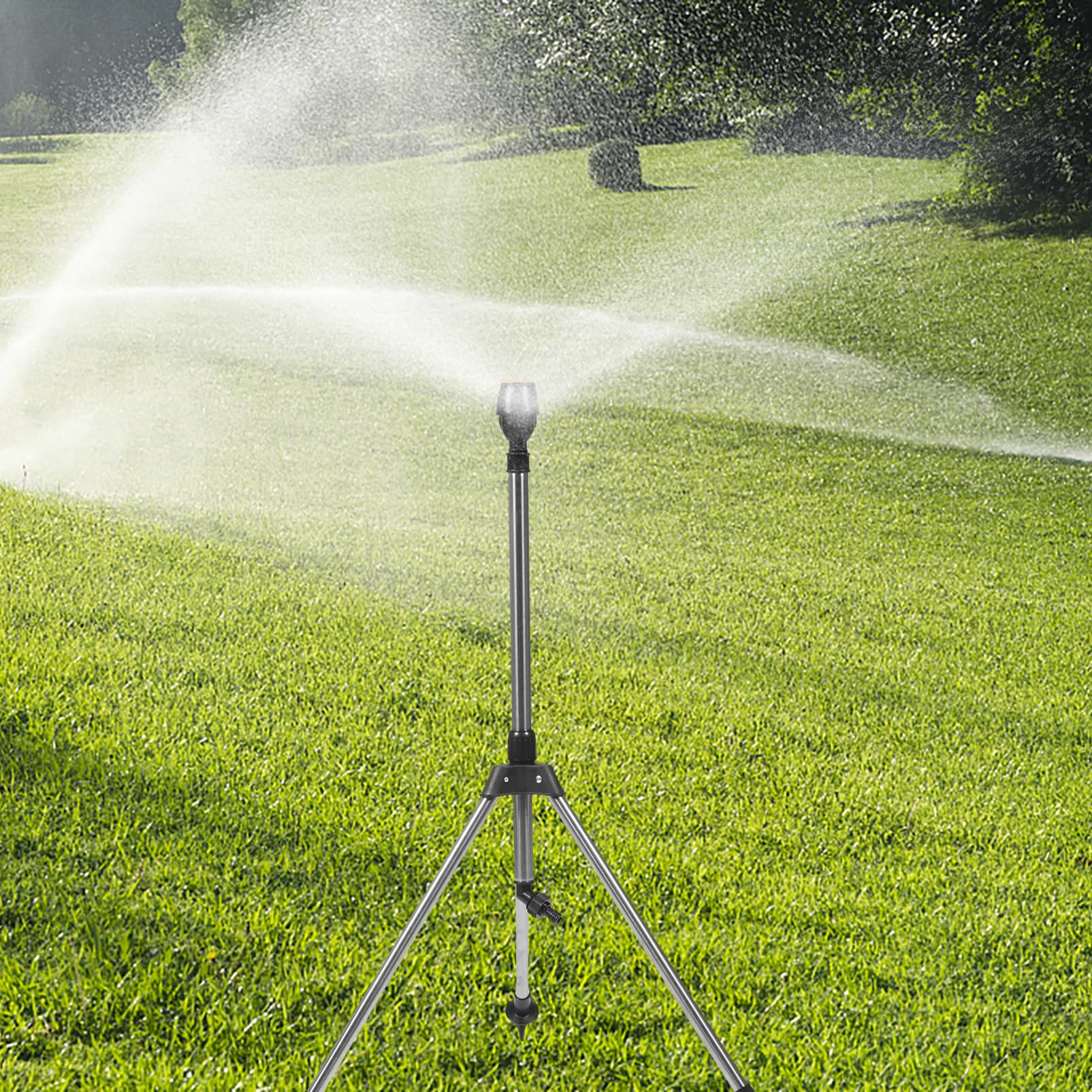 Toyvian Arroseur Automatique Rotatif sur Trépied en Alliage D'aluminium Fonction Télescopique pour Arrosage du Jardin Arbres