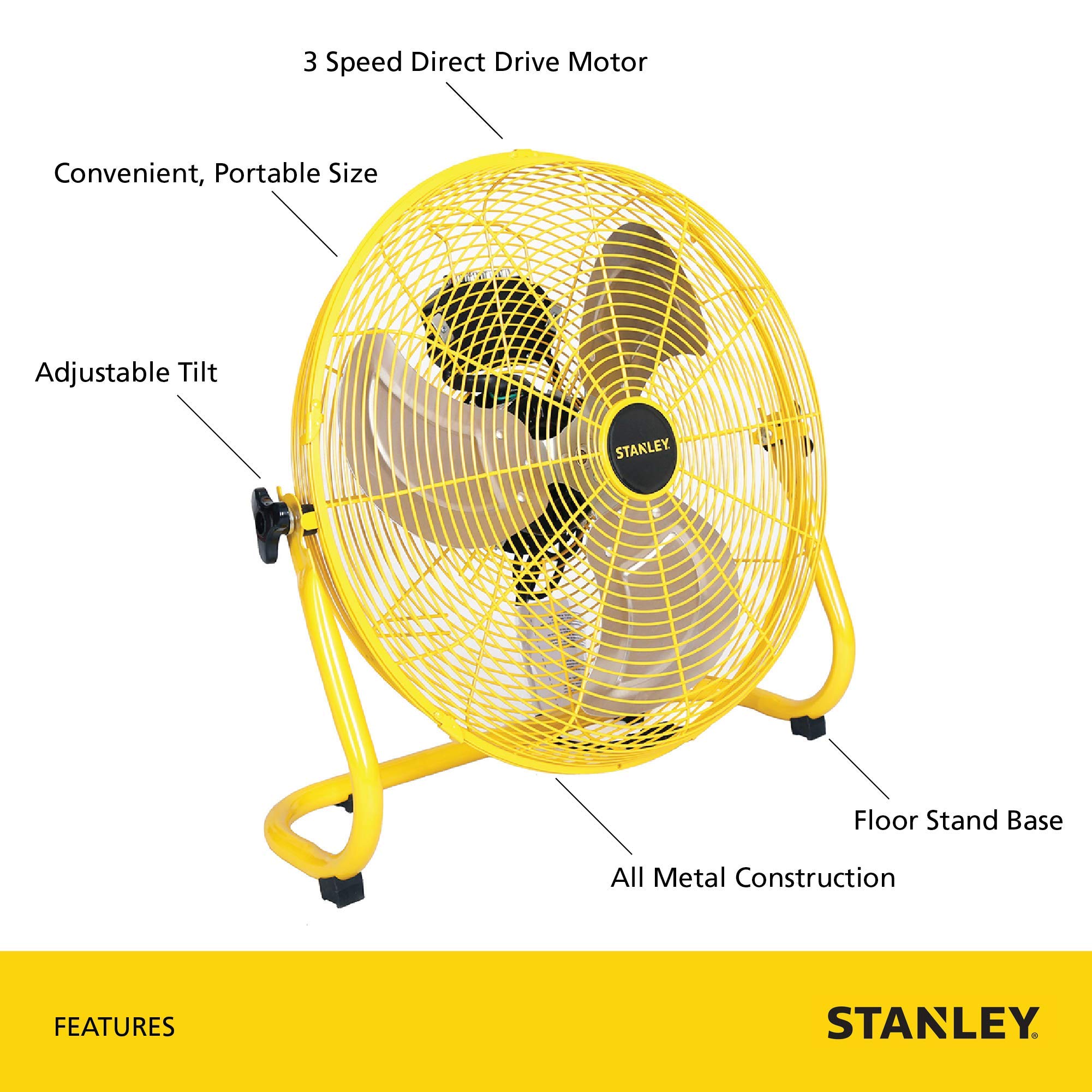 Amazon.com: STANLEY 16 Inch Industrial High Velocity Floor Fan