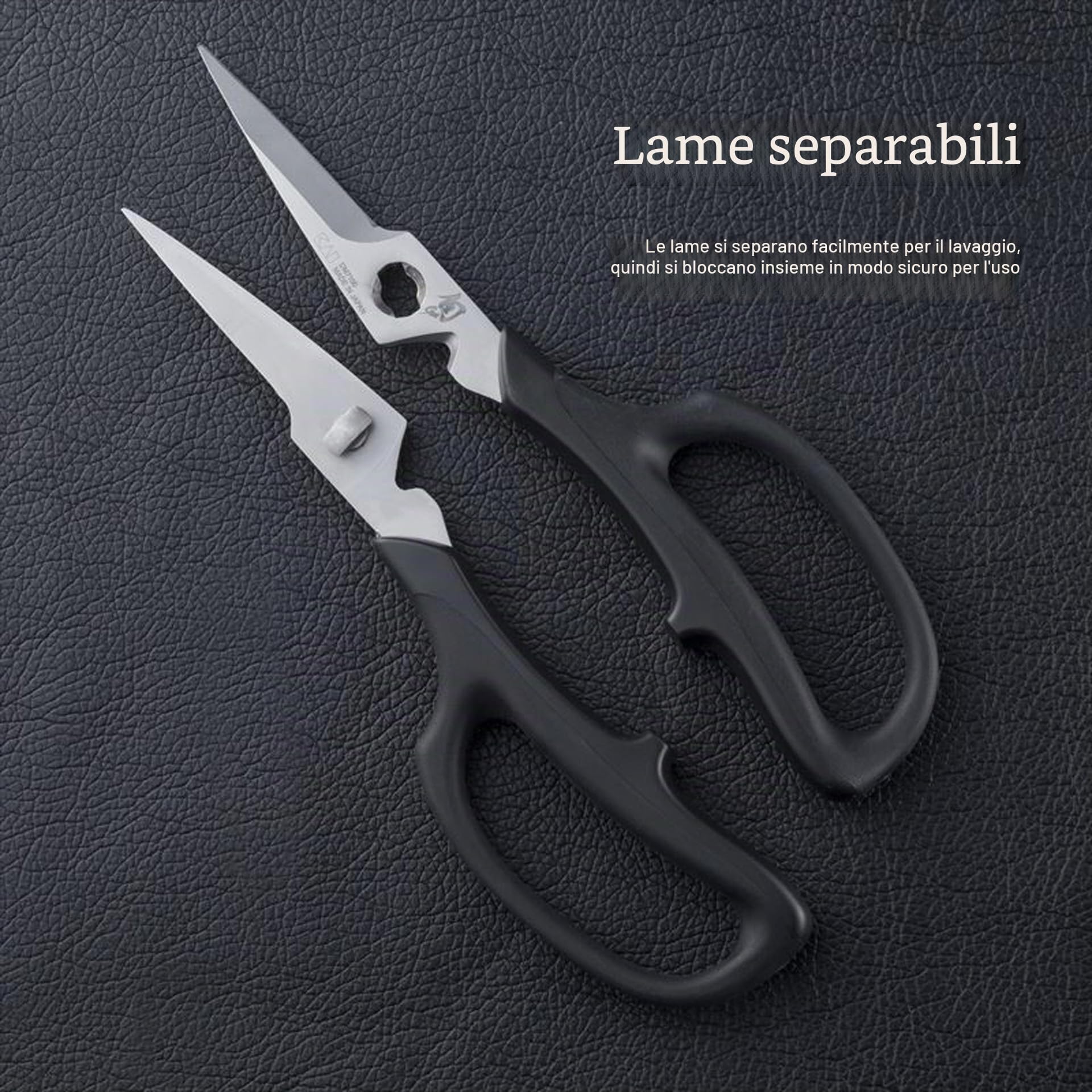 KAI Shun forbici da cucina giapponesi per erbe, nere con una lunghezza totale di 19 cm - lama 5 cm - forbici per erbe di qualità premium per cucina