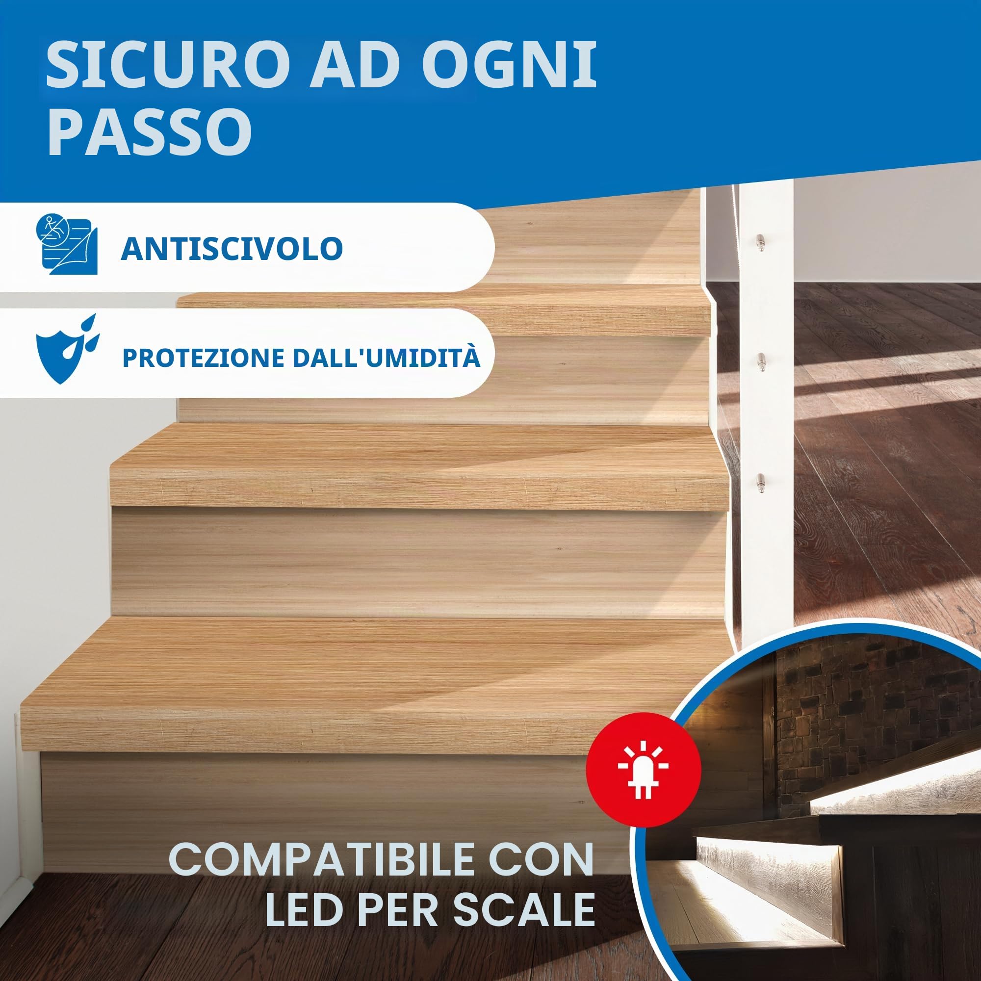 Livelli effetto legno per ristrutturazione delle scale, rivestimento in laminato per interni delle scale, gradini di regolazione per ristrutturazione, design moderno in 5 decorazioni, facile da pulire