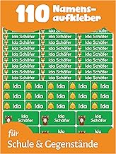 LabelTiger® Personalisierte Namensaufkleber im Set für Kinder in der Schule - 110 Stück, Aufkleber für Stifte und Schulsachen, Selbstklebend & Wasserfest - Grün