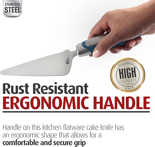 Miniatura 4 de Orblue Servidor para tartas, herramienta esencial de cocina, dentada en ambos lados, ideal para chef diestro o zurdo, cubiertos de acero inoxidable,