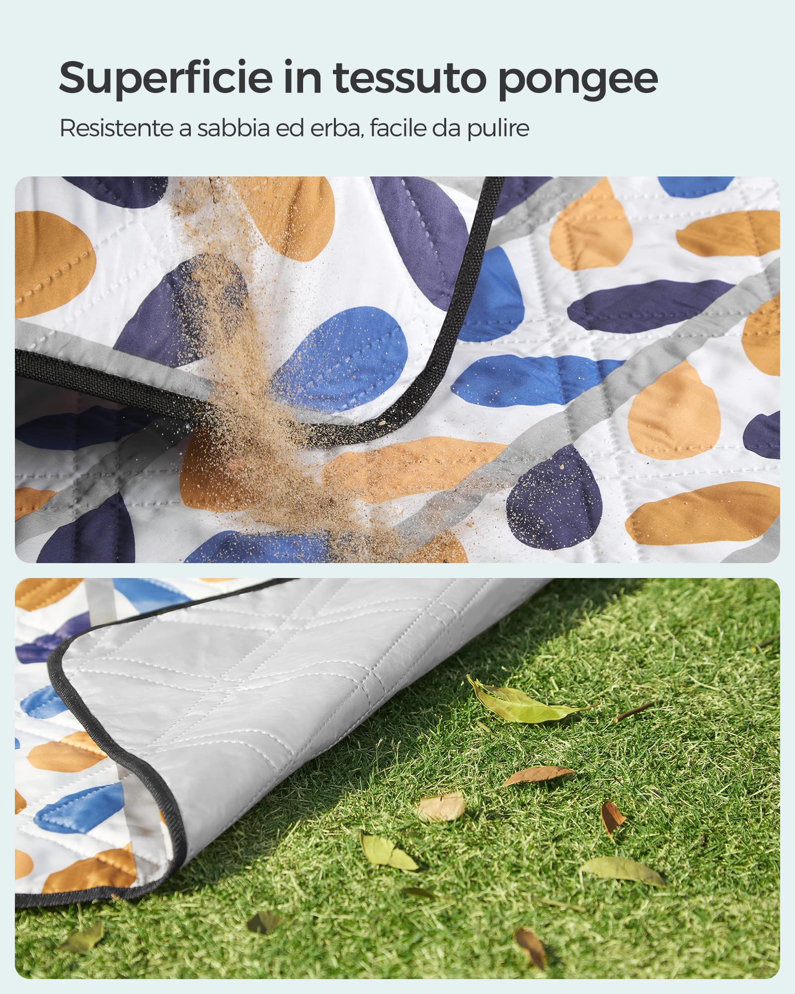 SONGMICS Coperta Picnic 200x200 cm Impermeabile Lavabile Pieghevole GCM87CU