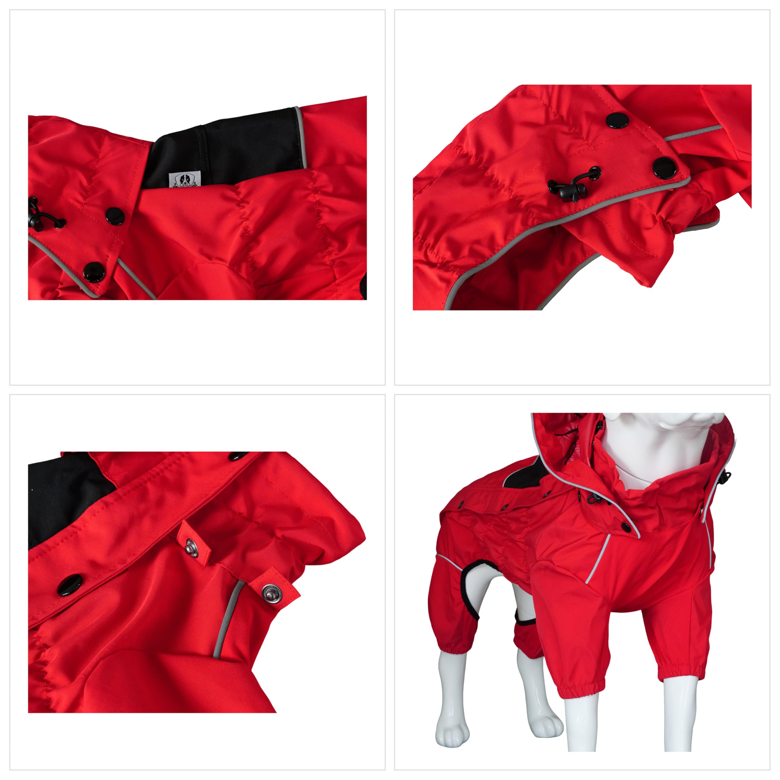 LOVELONGLONG Waterproof Dog Raincoat with Removable Hood, Outdoor Full Body Dog Jacket, Windproof Snowproof Shell Suit - Image 3