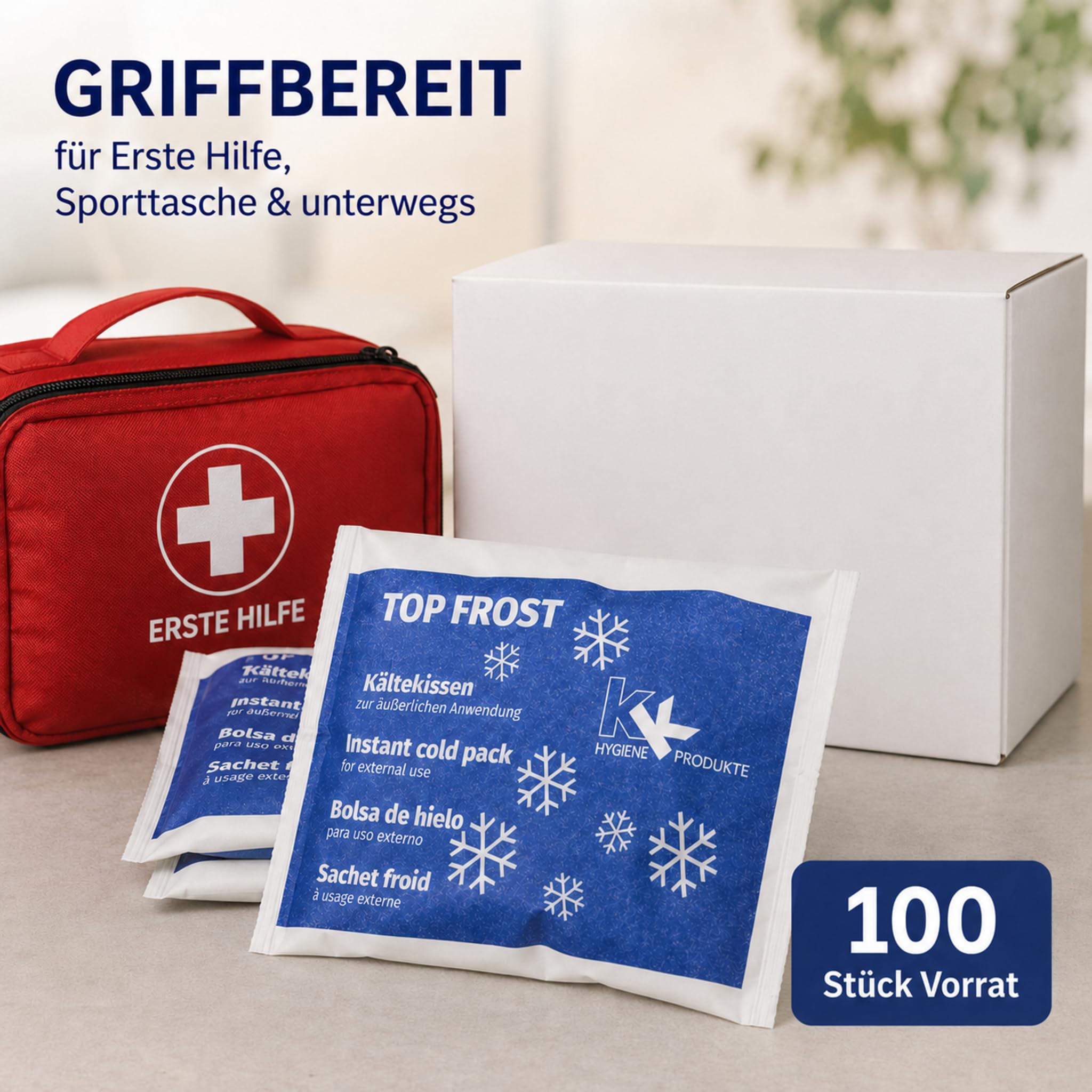 KK Kälte-Sofort-Kompresse | 100 Stück | Kältekompressen | Kühlkompresse 14 x 18 cm