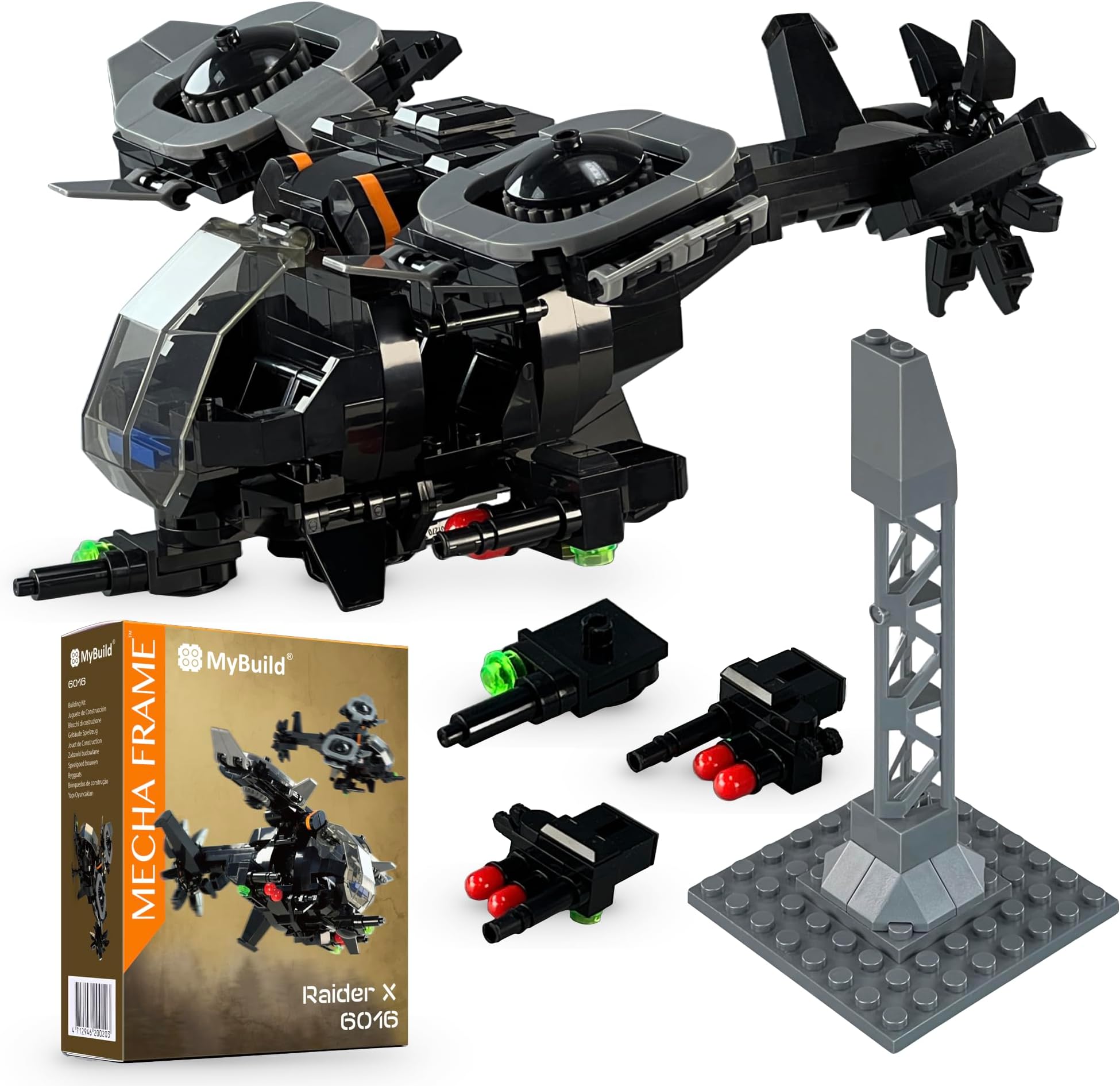 MyBuild Armed Forces Raider X - Military Survey Helicopter Construction and Building Set - Model 6016 - Ages 14+