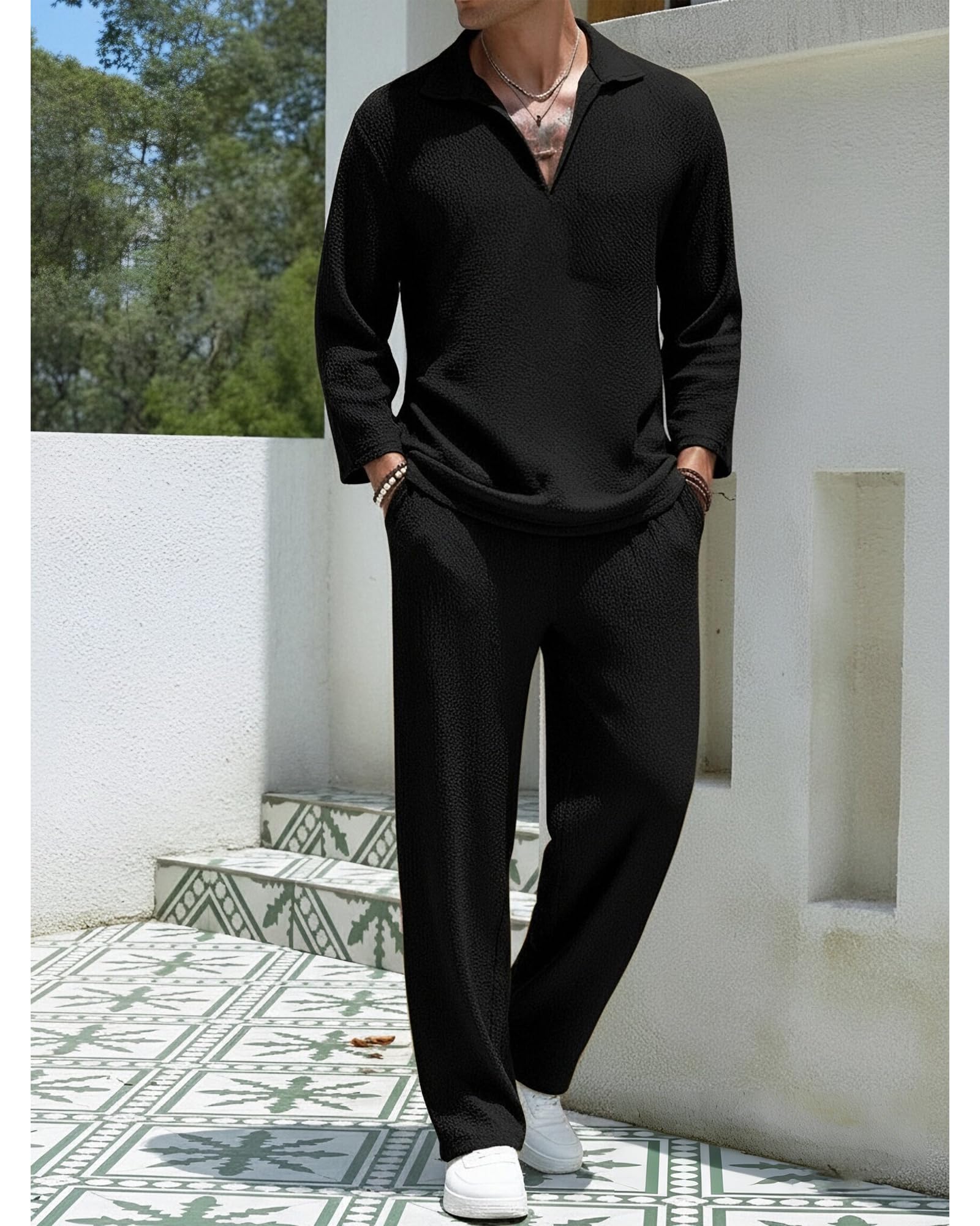 2 Teiler Herren Sommer Casual Trainingsanzug Sommeranzug Herren Leicht Hawaii Outfit für Jeden Tag und Urlaub