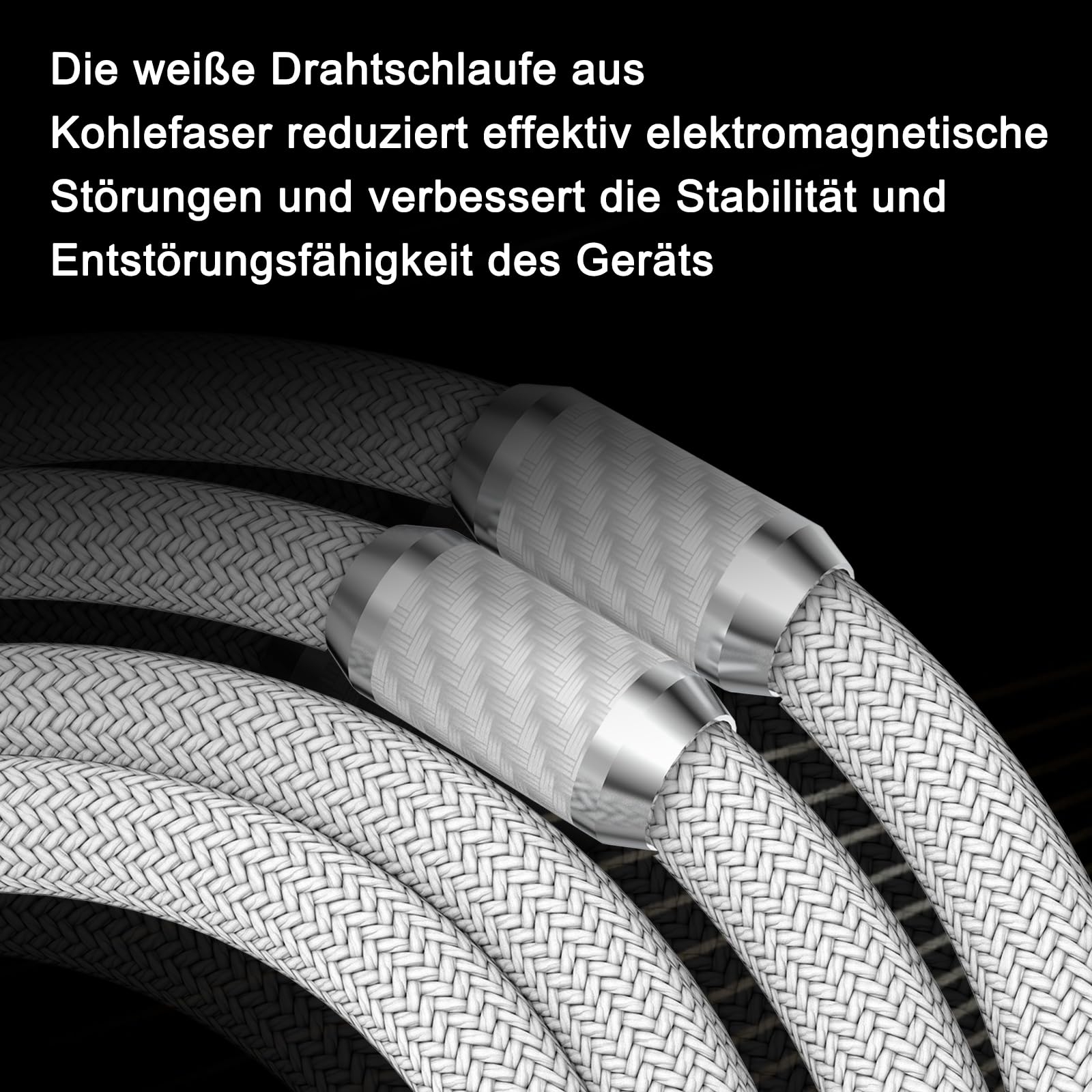 Cinch Kabel Subwoofer Kabel, A Paar Cinch zu Cinch Audiokabel 4-Kerne 1.2mm Versilbert Audio Kabel 7.8mm Diameter Chinch RCA-Kabel für Verstärker/Fernsehen/DVD/Heimkino (2M, Weiß)