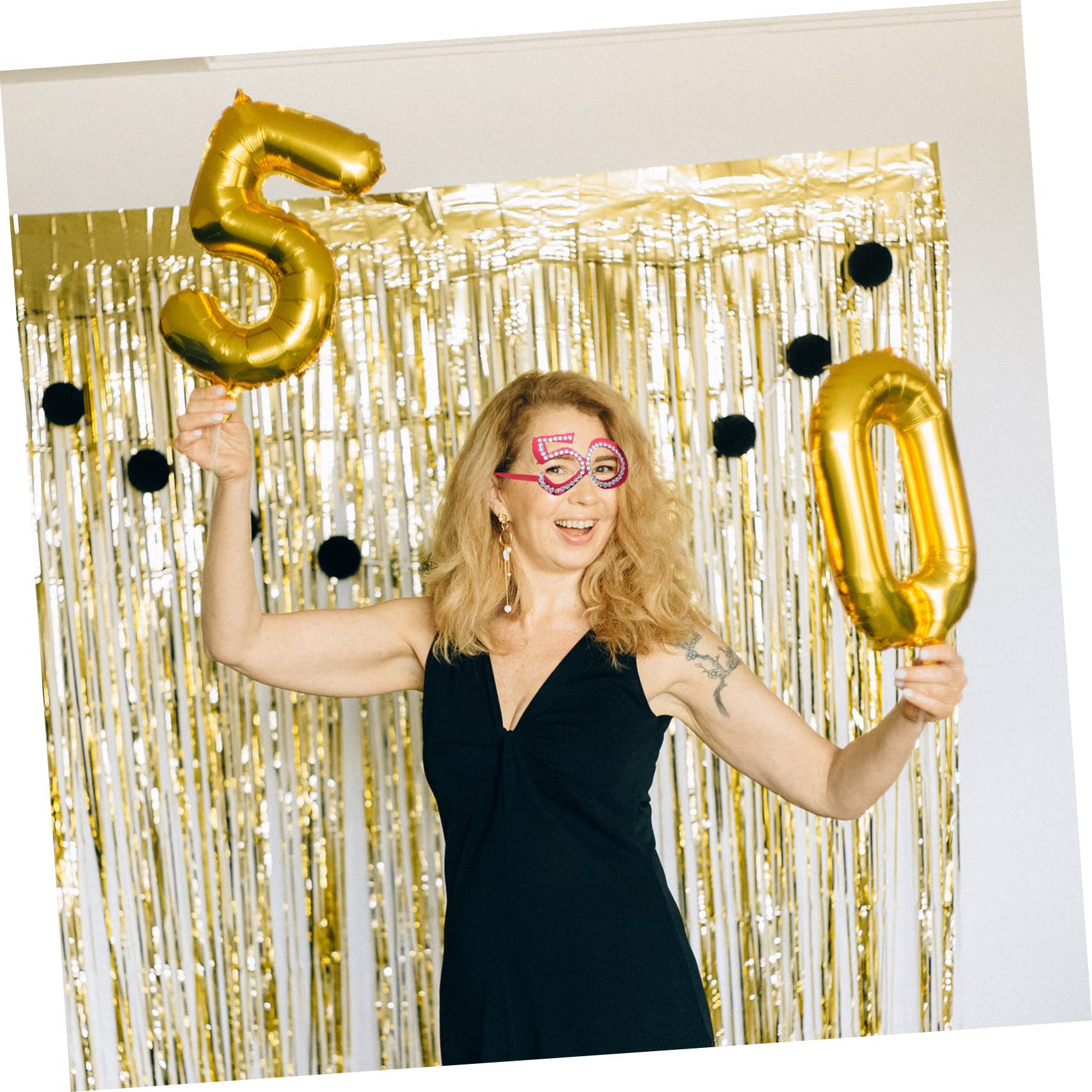 Lunettes De Fête Chiffre 50 – Lot De 2 – Paillettes Dorées – Accessoires Photo Anniversaire Réutilisables