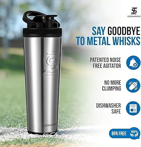 Miniatura 4 de Ice Shaker Botella agitadora aislada de acero inoxidable  32 onzas, acero inoxidable, fría durante más de 30 horas, taza aislada con agitador
