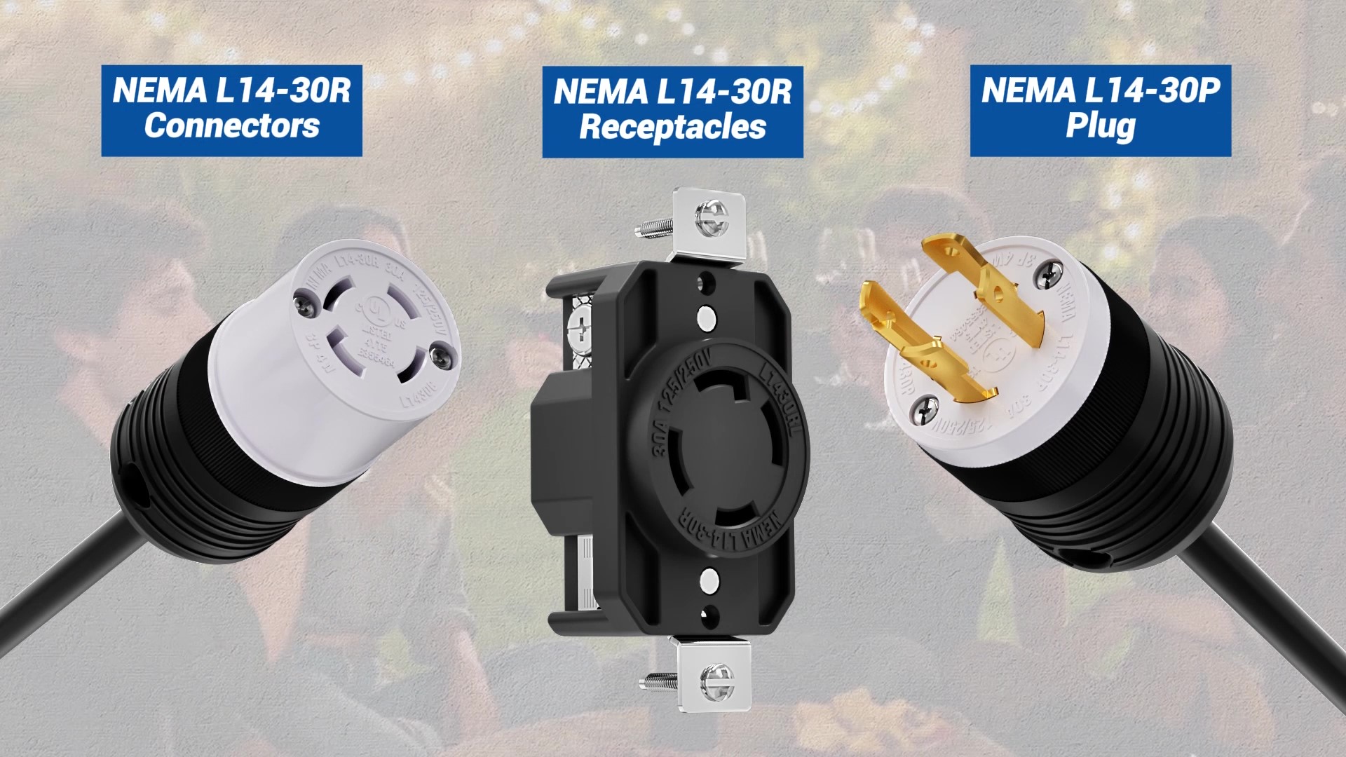Image of 1 Pack NEMA L14-30P Locking Plug, 30 Amp Generator Replacement Plug 125 /250V 3 Pole 4 Wire Grounding,Twist Lock Adapter Male Plug , Industrial Grade Heavy Duty, UL Listed (E355464)