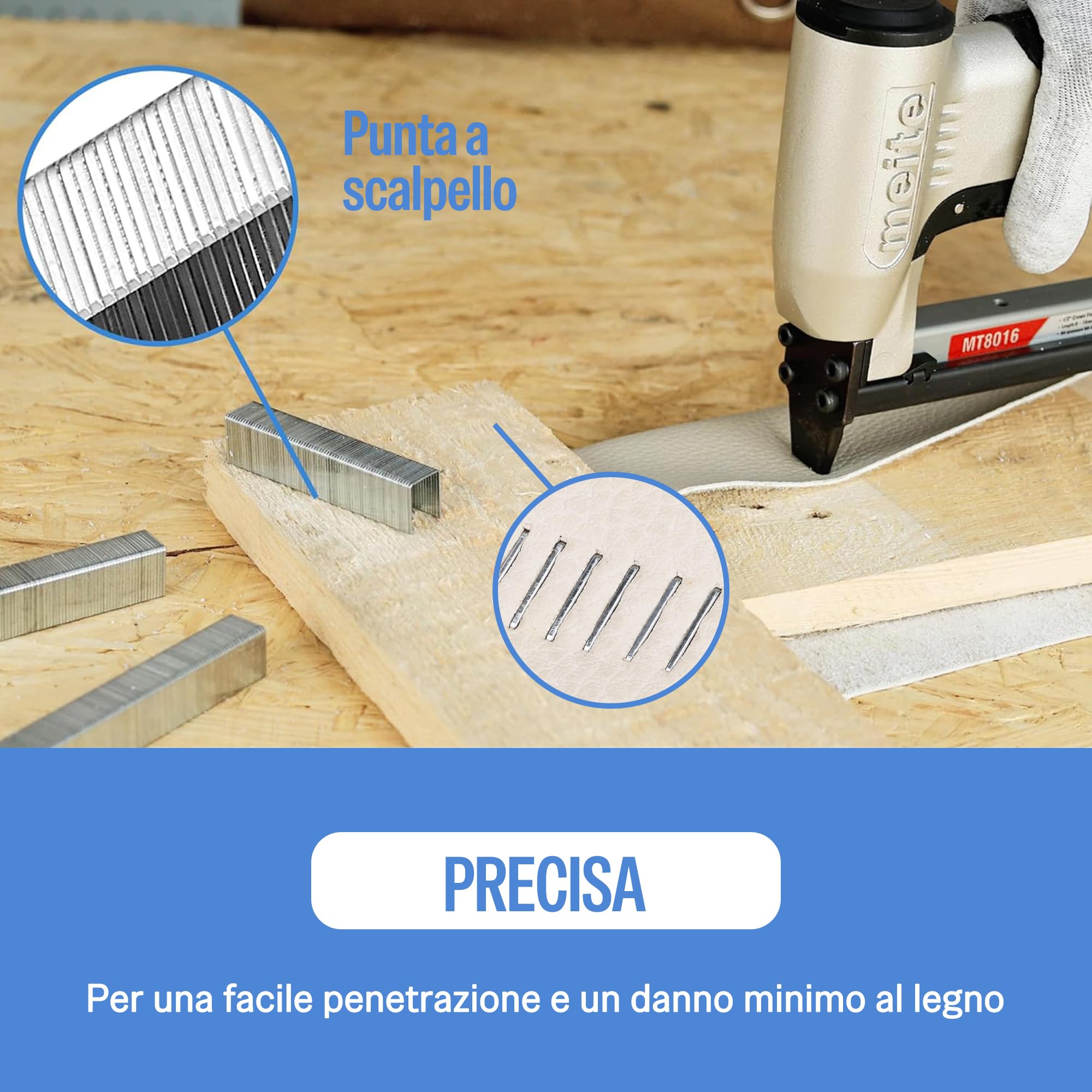 meite Graffette Type 80 da 10 mm in Acciaio Inox 304, Punti Serie 80 per Pinzatrice – Ideali per Tessuti, Moquette, Scatole in Legno, Cavi e Casette – 10.000 Pezzi
